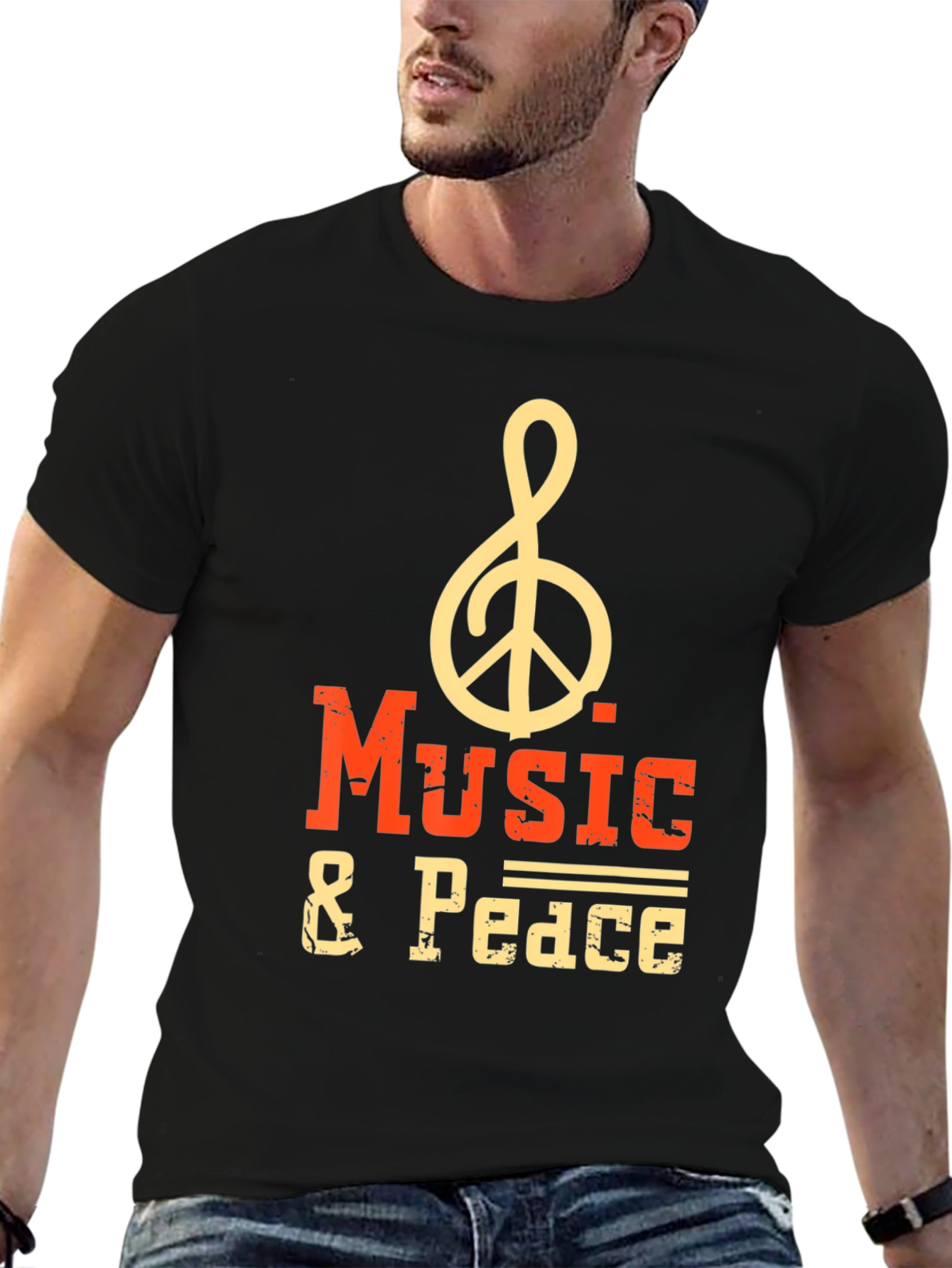 Black Music & Peace T-Shirt - Stylish Graphic Tee view 6