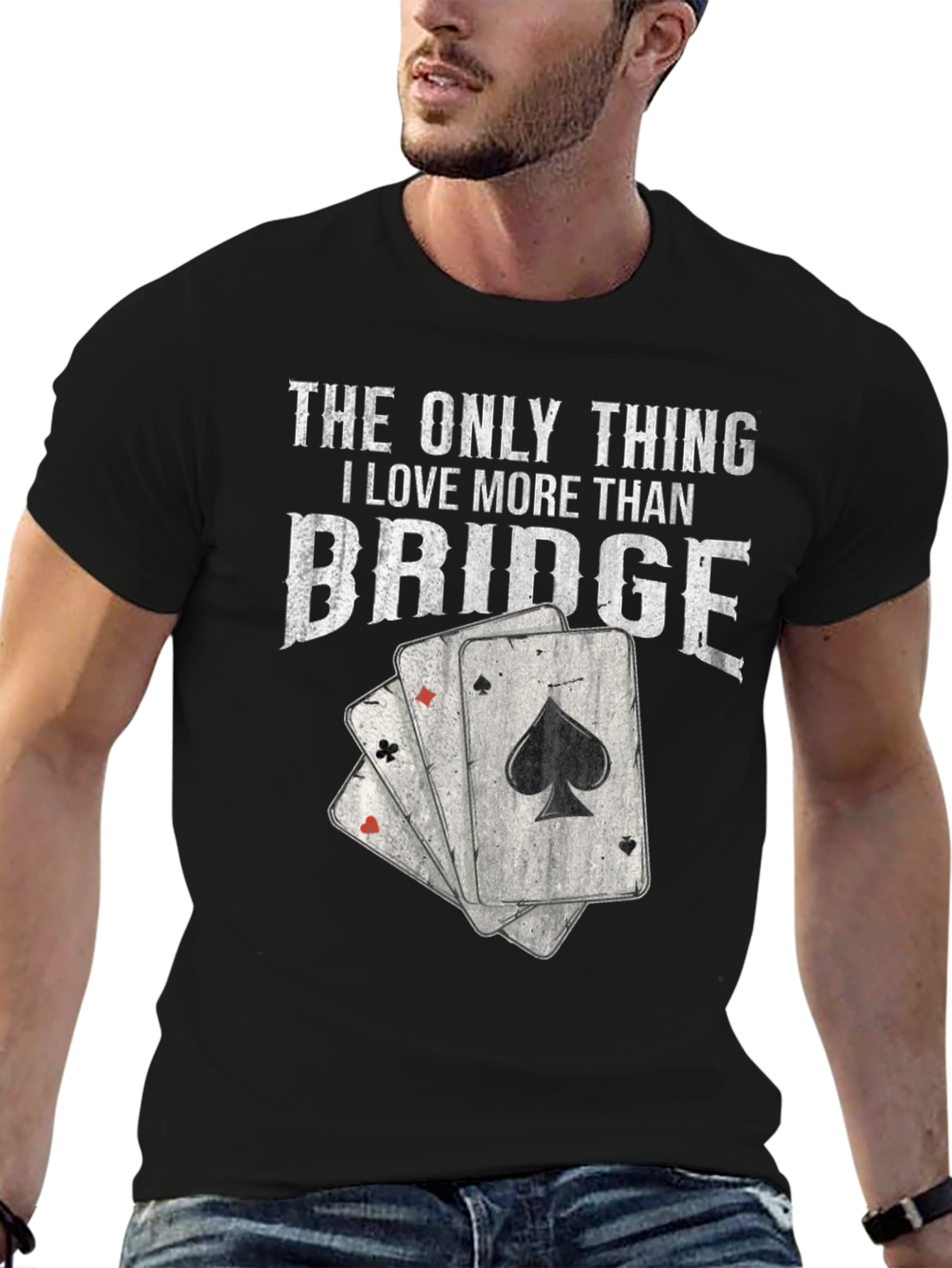 Black Bridge Lover T-Shirt - Playing Card Graphic Tee view 6