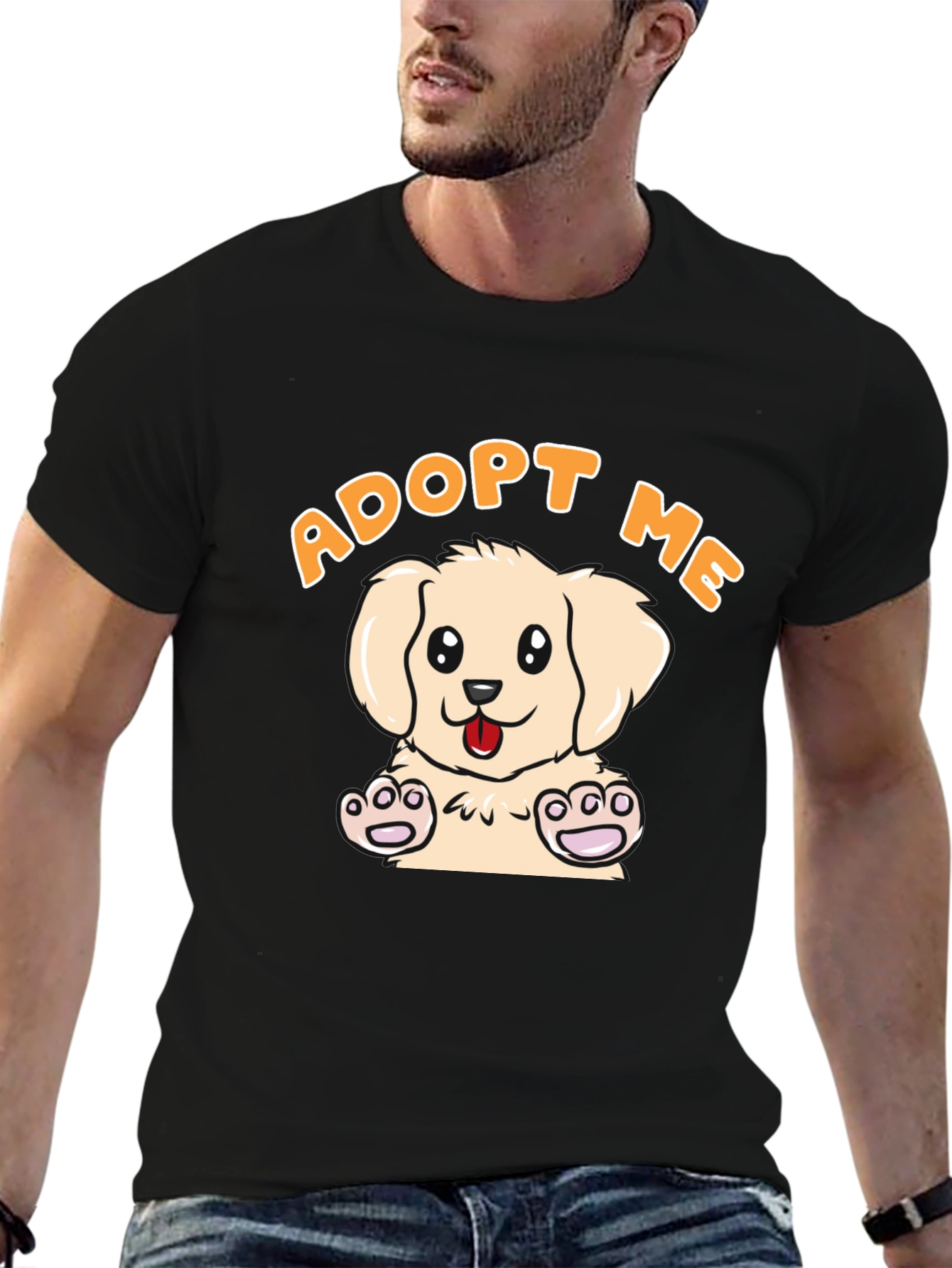 Black Adopt Me Puppy T-Shirt - Cute Dog Graphic Tee view 6
