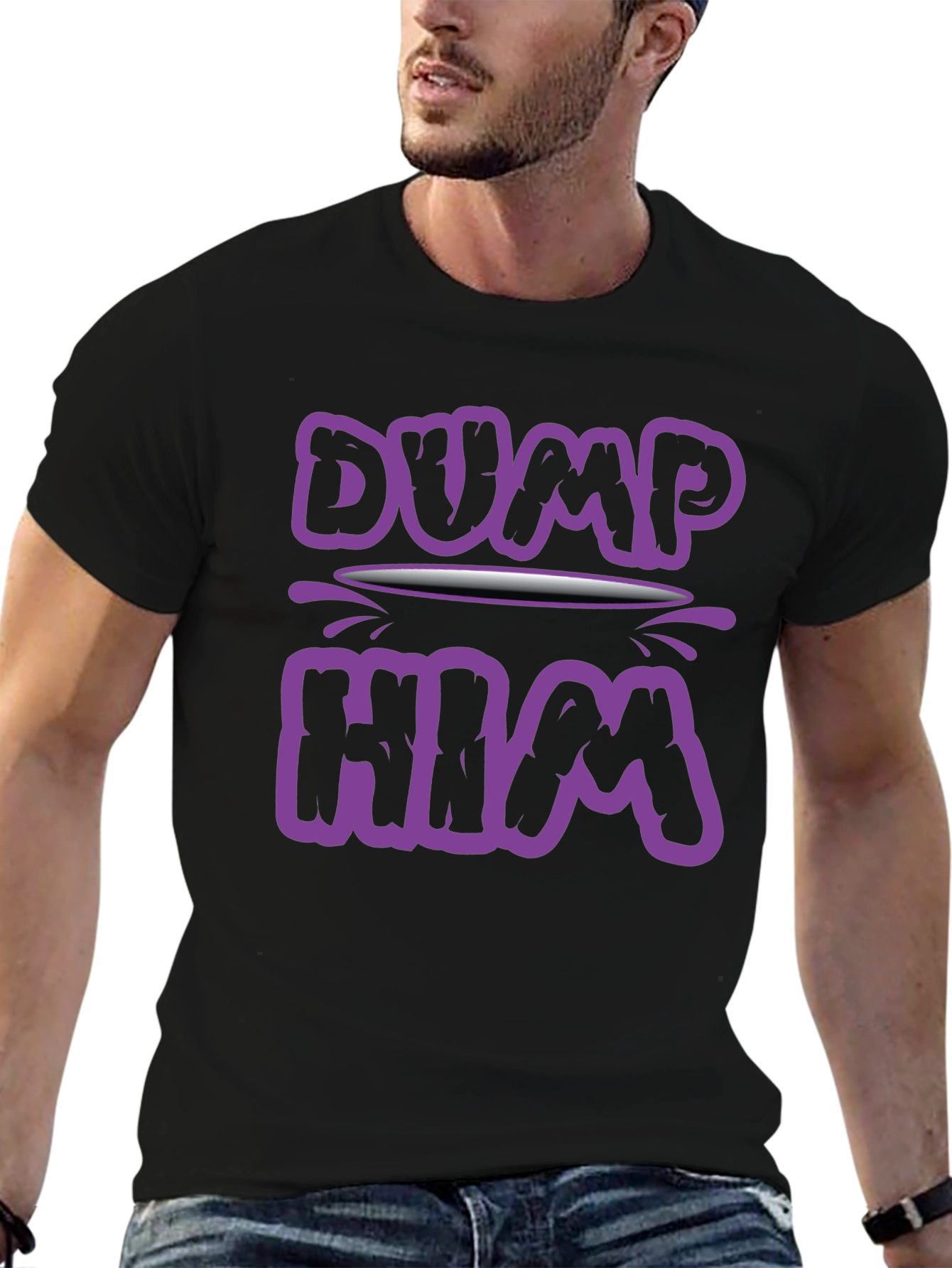 Black Dump Him Graphic Tee - Sarcastic Slogan T-Shirt view 6