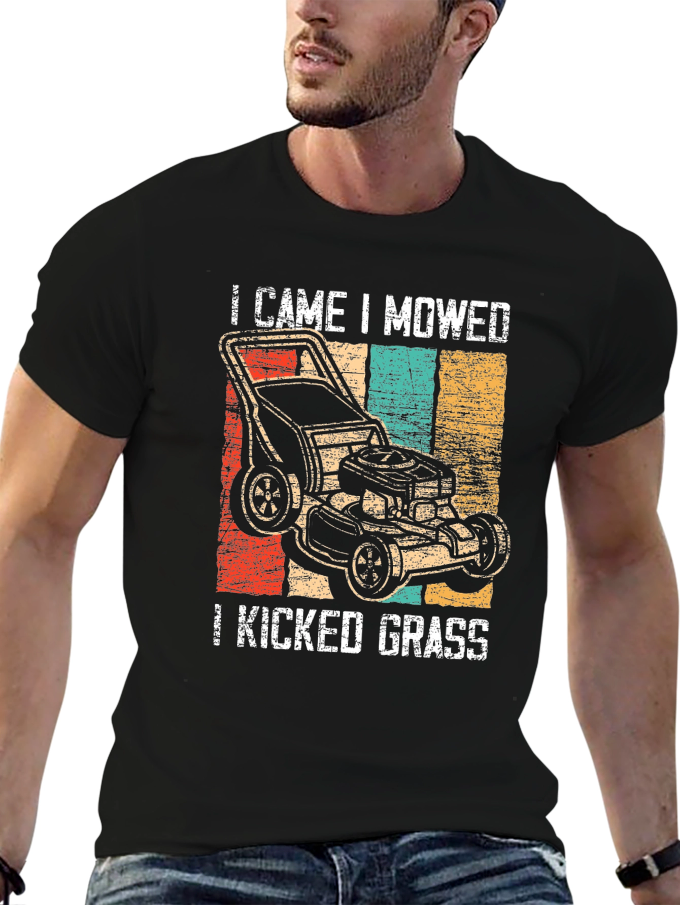 Black I Came I Mowed I Kicked Grass T-Shirt view 6