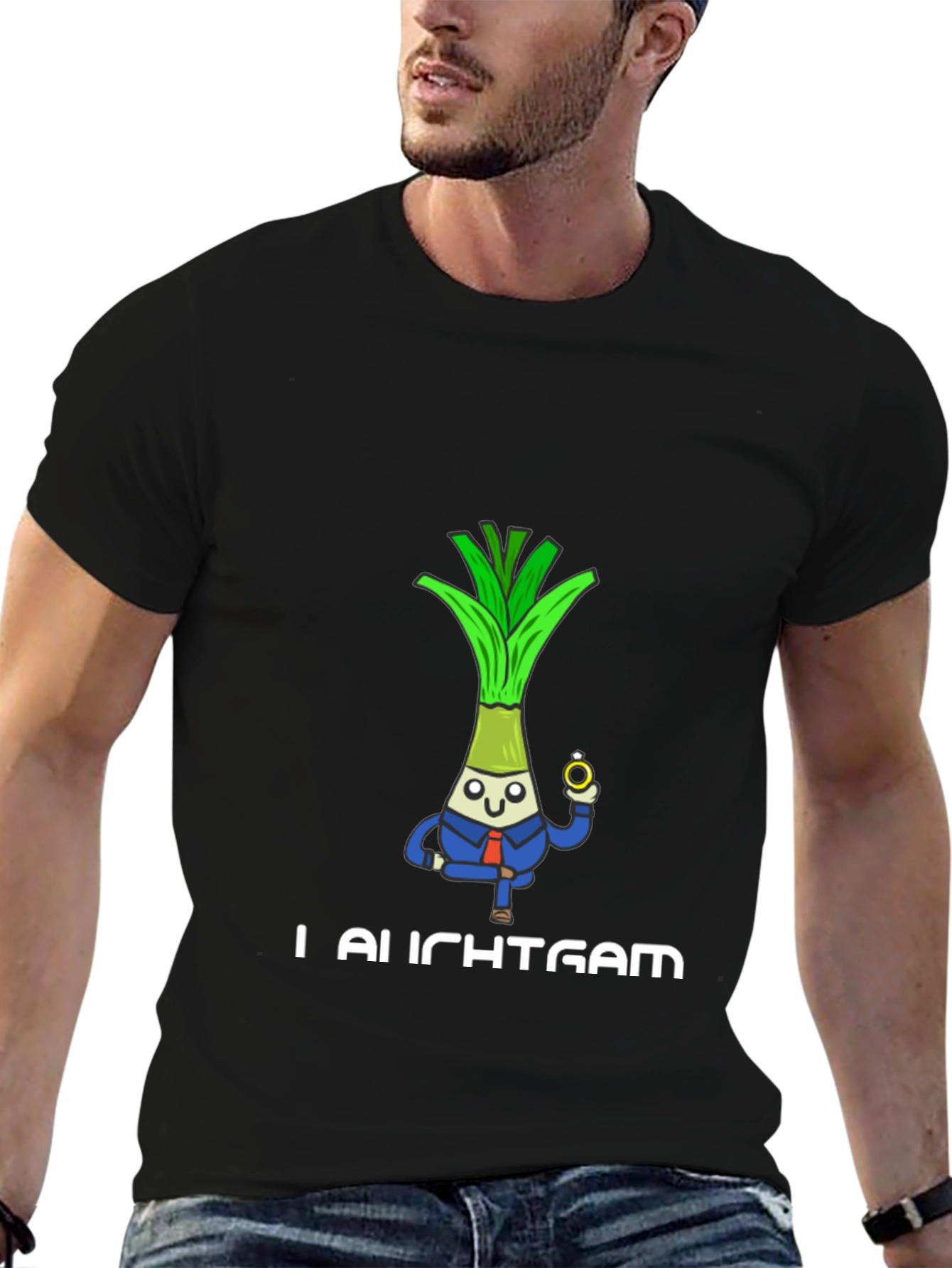 Black Funny Leek Groom T-Shirt - I Leek That Gam view 6