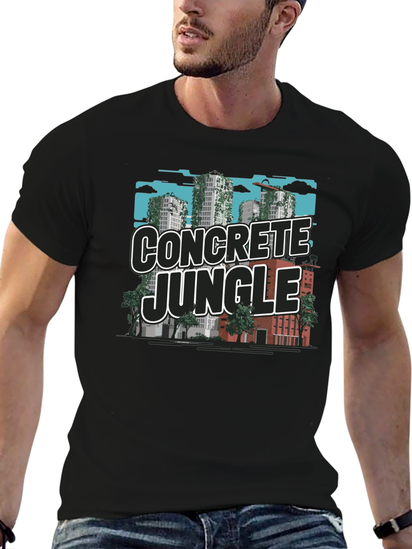 Black Concrete Jungle Graphic Tee - Urban Style view 6
