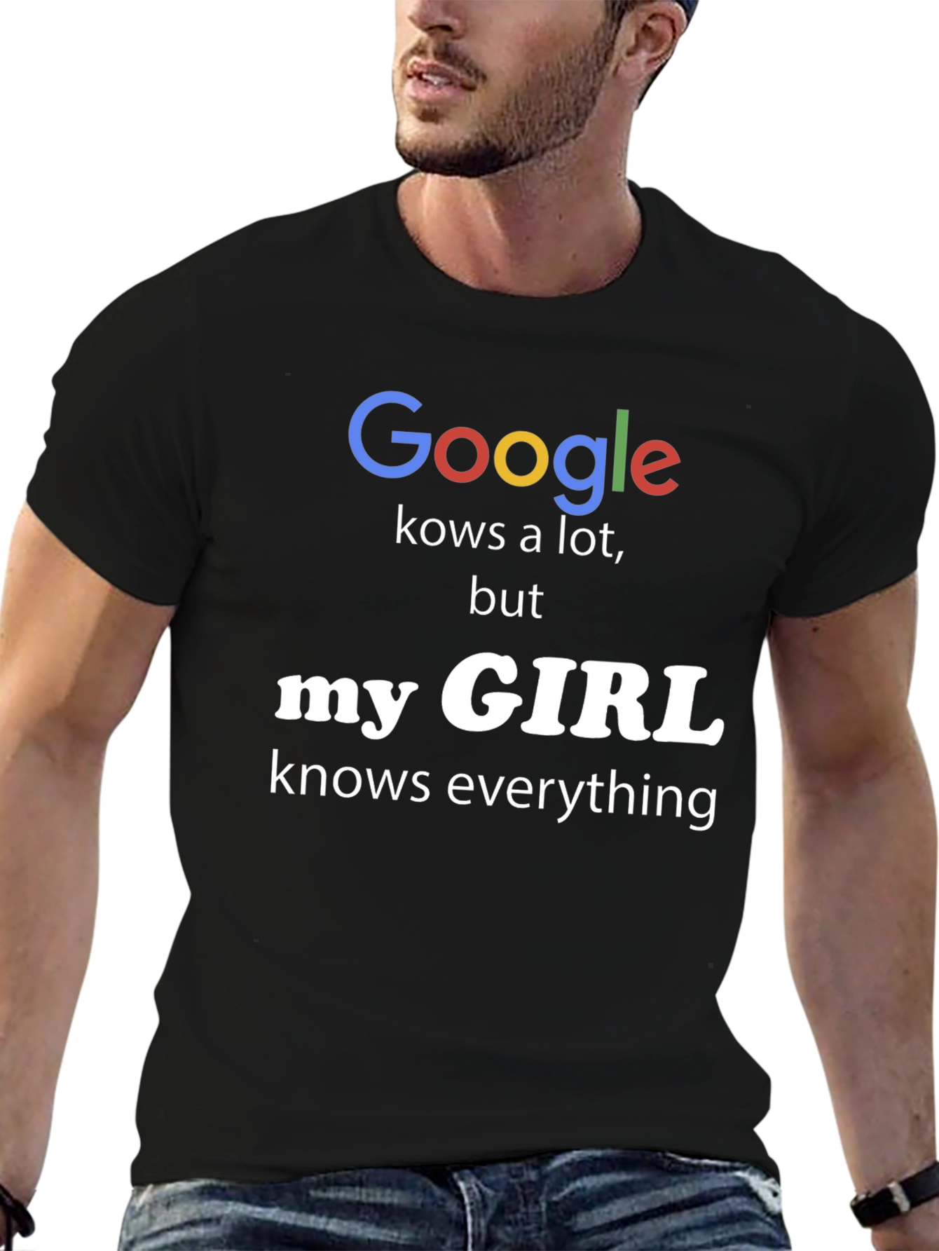 Black Funny "My Girl Knows Everything" T-Shirt view 6
