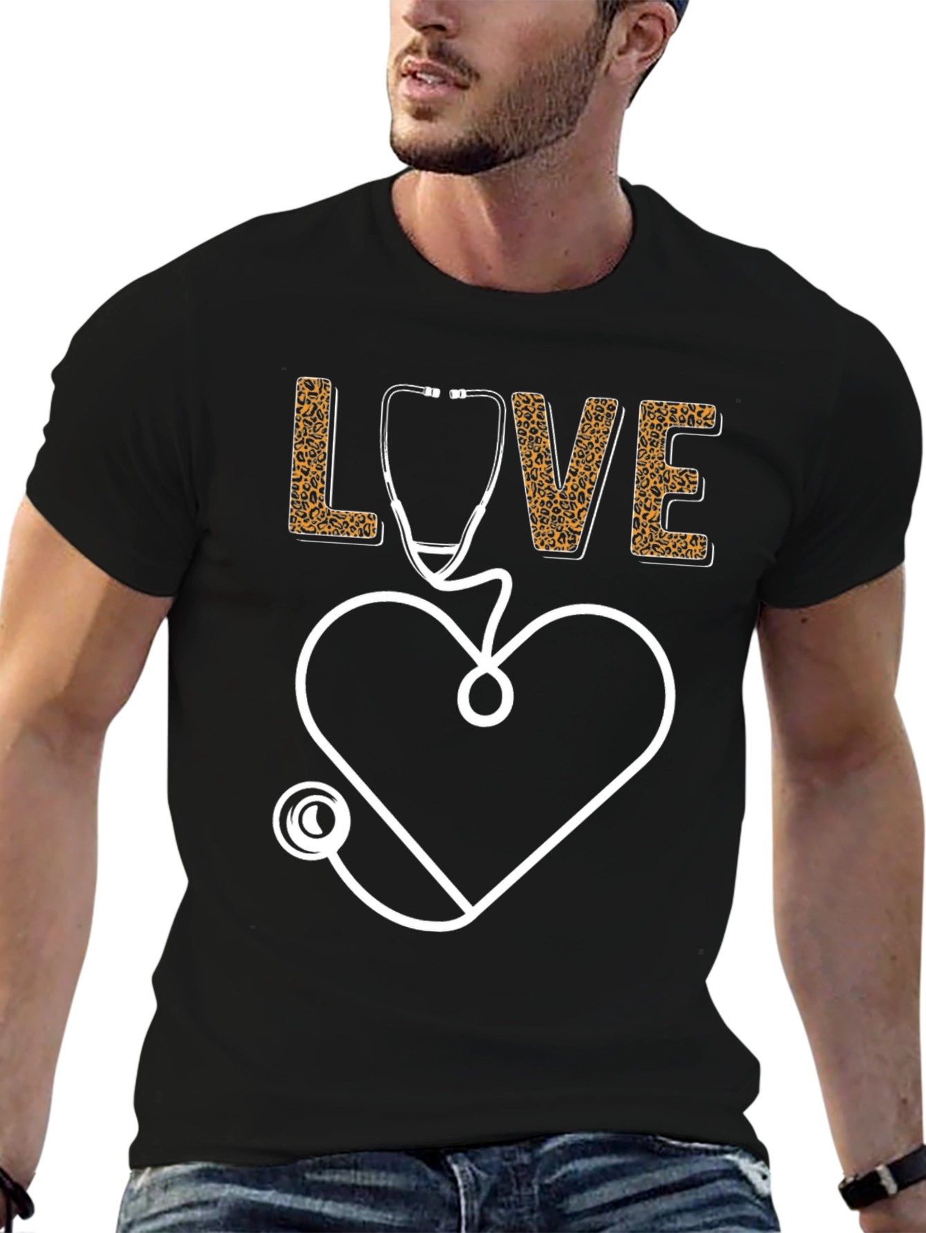 Black Love Stethoscope Graphic Tee - Nurse/Doctor Apparel view 6