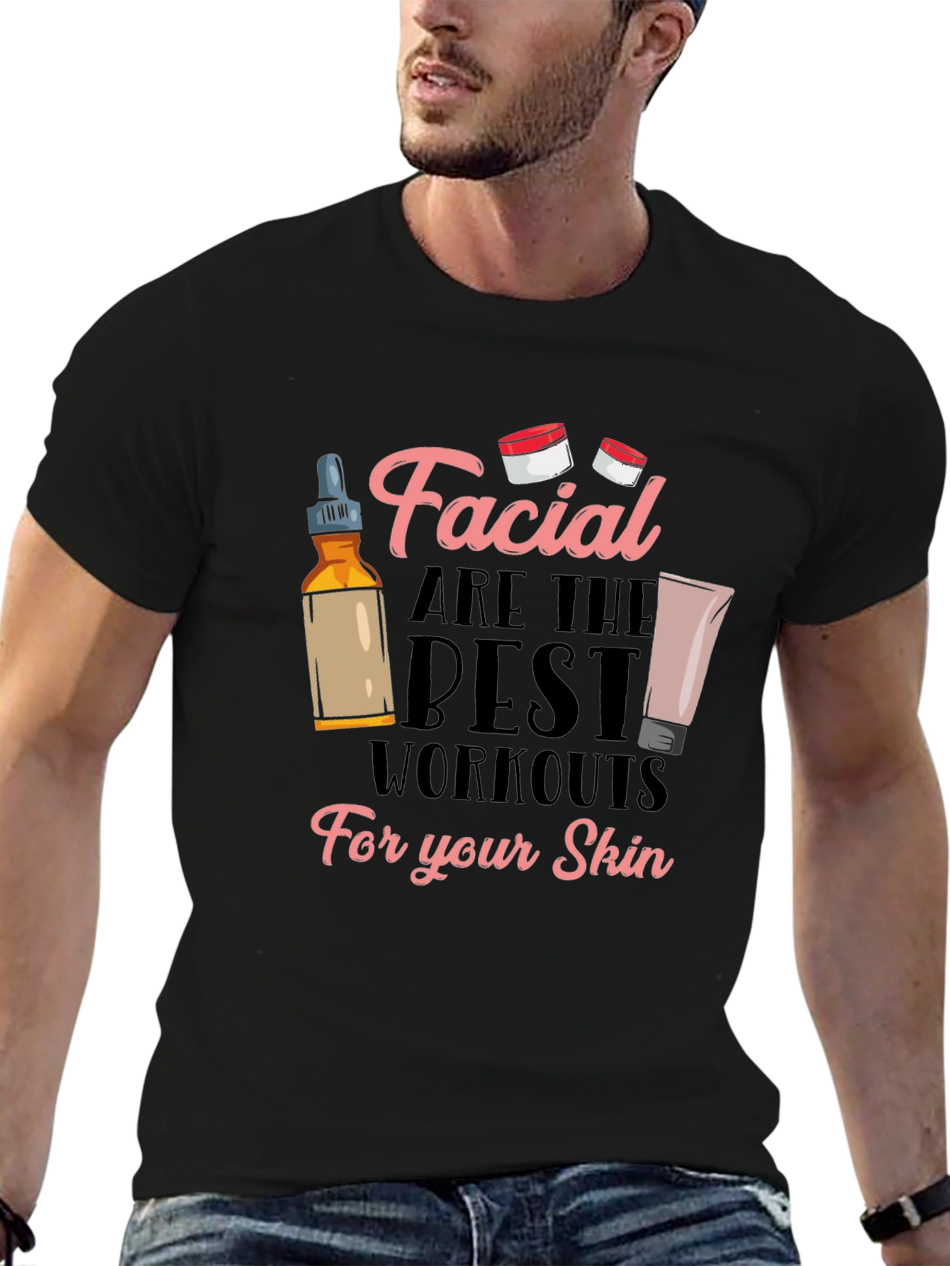 Black Facial Workout T-Shirt: Skin Care Tee view 6