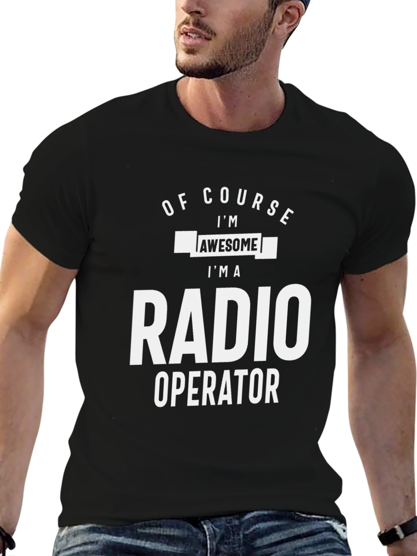 Black Awesome Radio Operator Graphic T-Shirt view 6