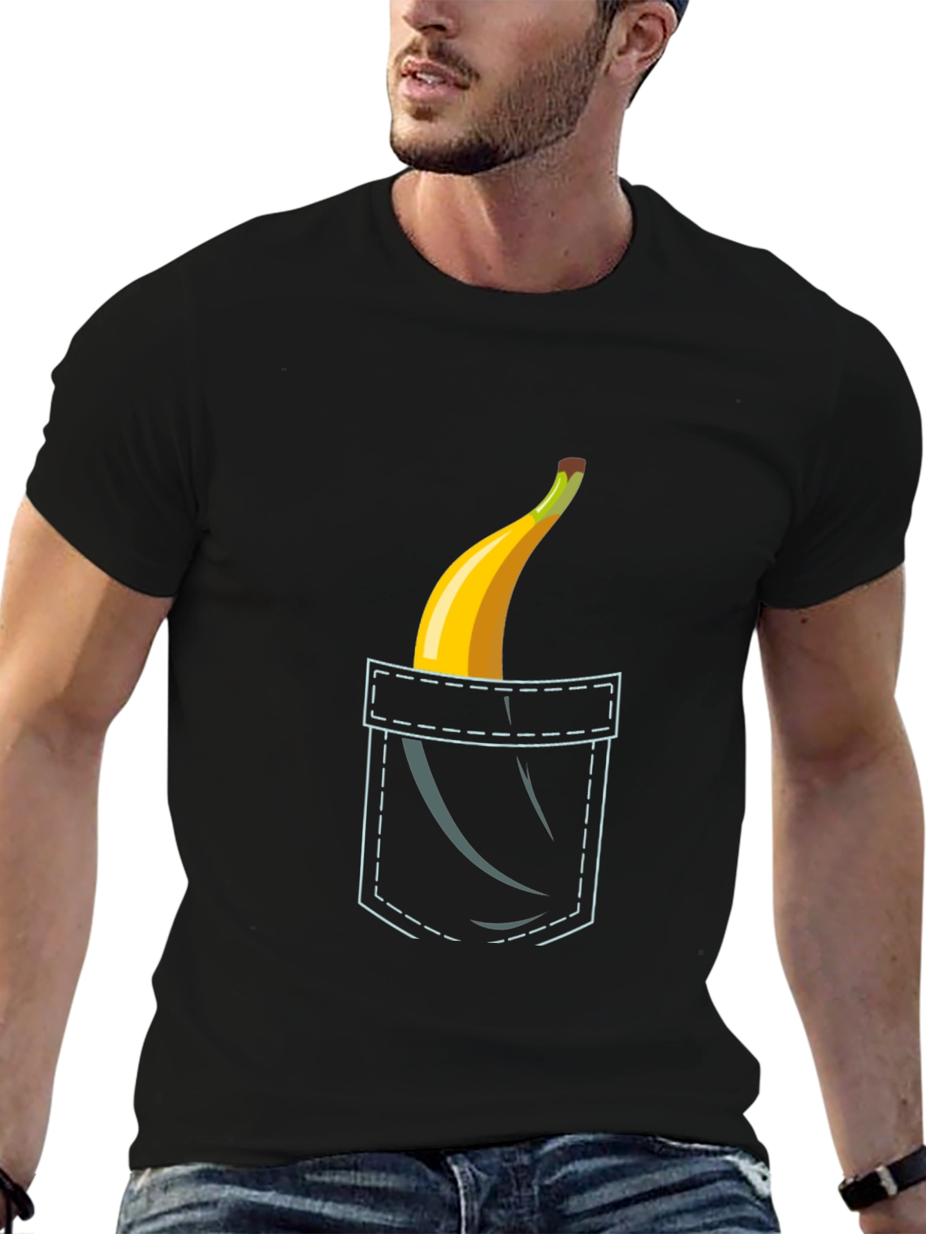 Black Banana Pocket Graphic Tee - Funny Novelty Shirt view 6