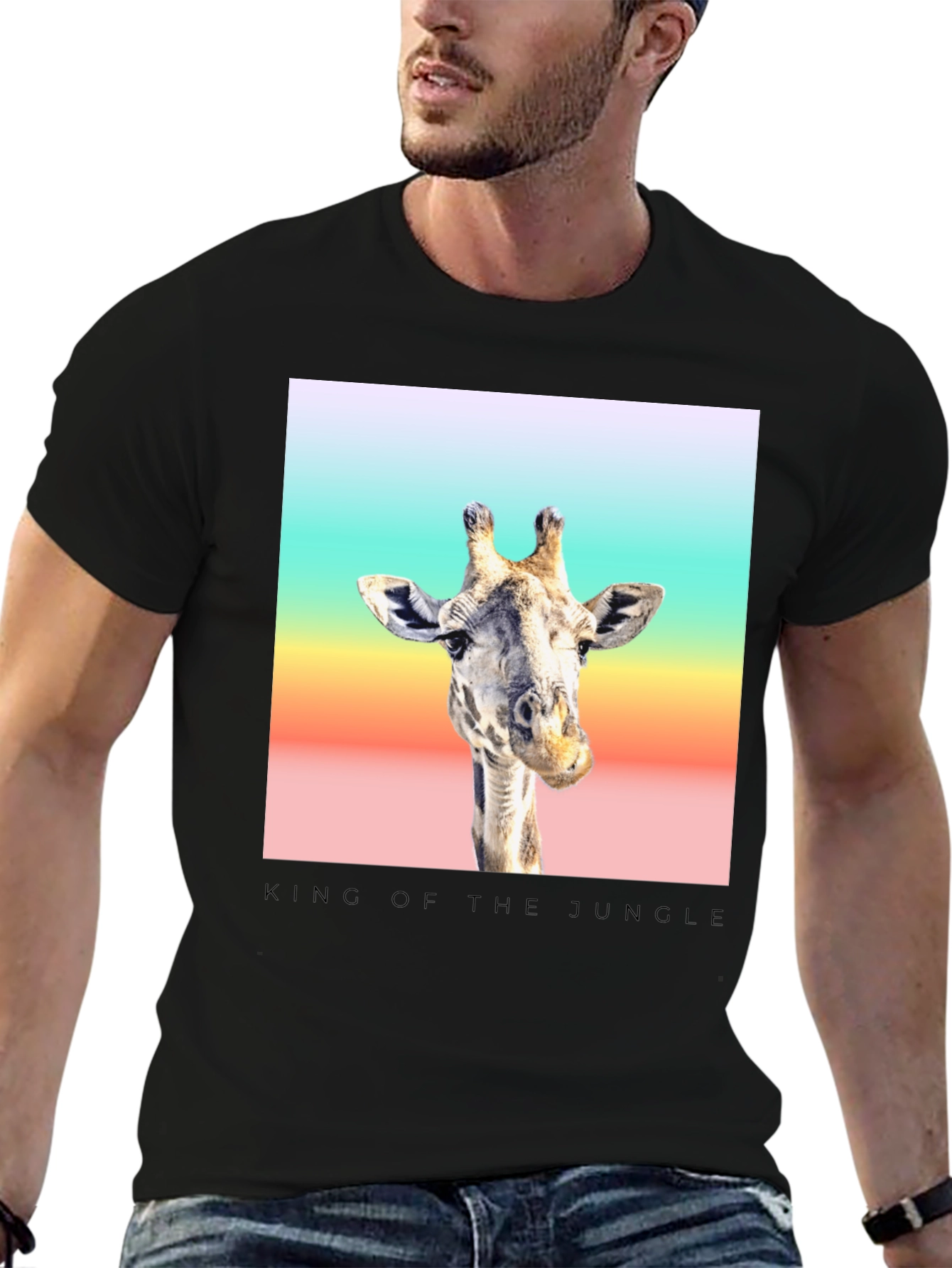 Black King of the Jungle Giraffe T-Shirt view 6