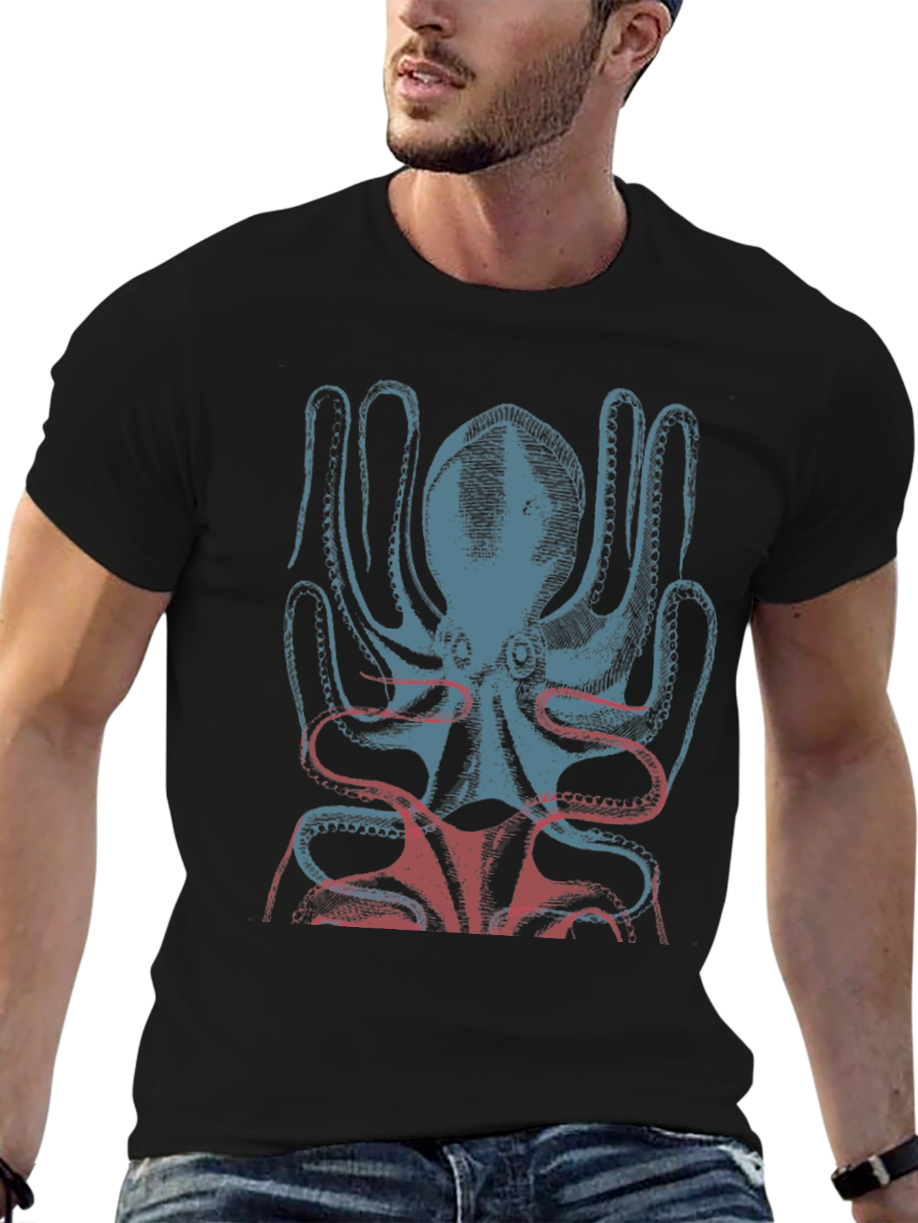 Black Octopus Graphic Tee - Stylish Menswear view 6