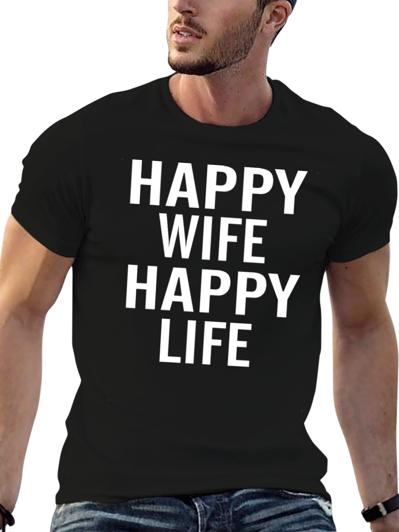 Black Happy Wife Happy Life Graphic Tee view 6