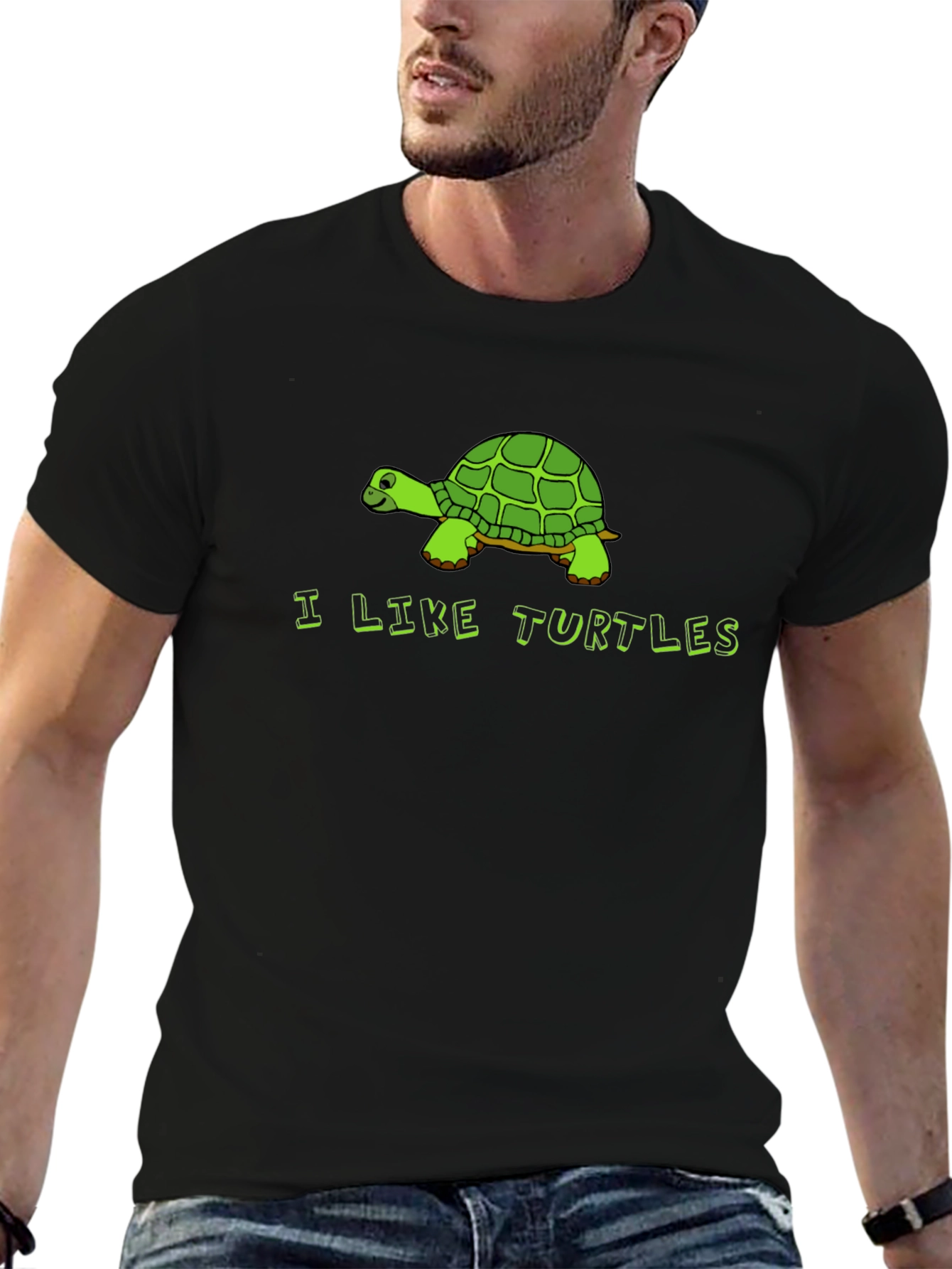 Black I Like Turtles Graphic Tee - Men's Black T-Shirt view 6