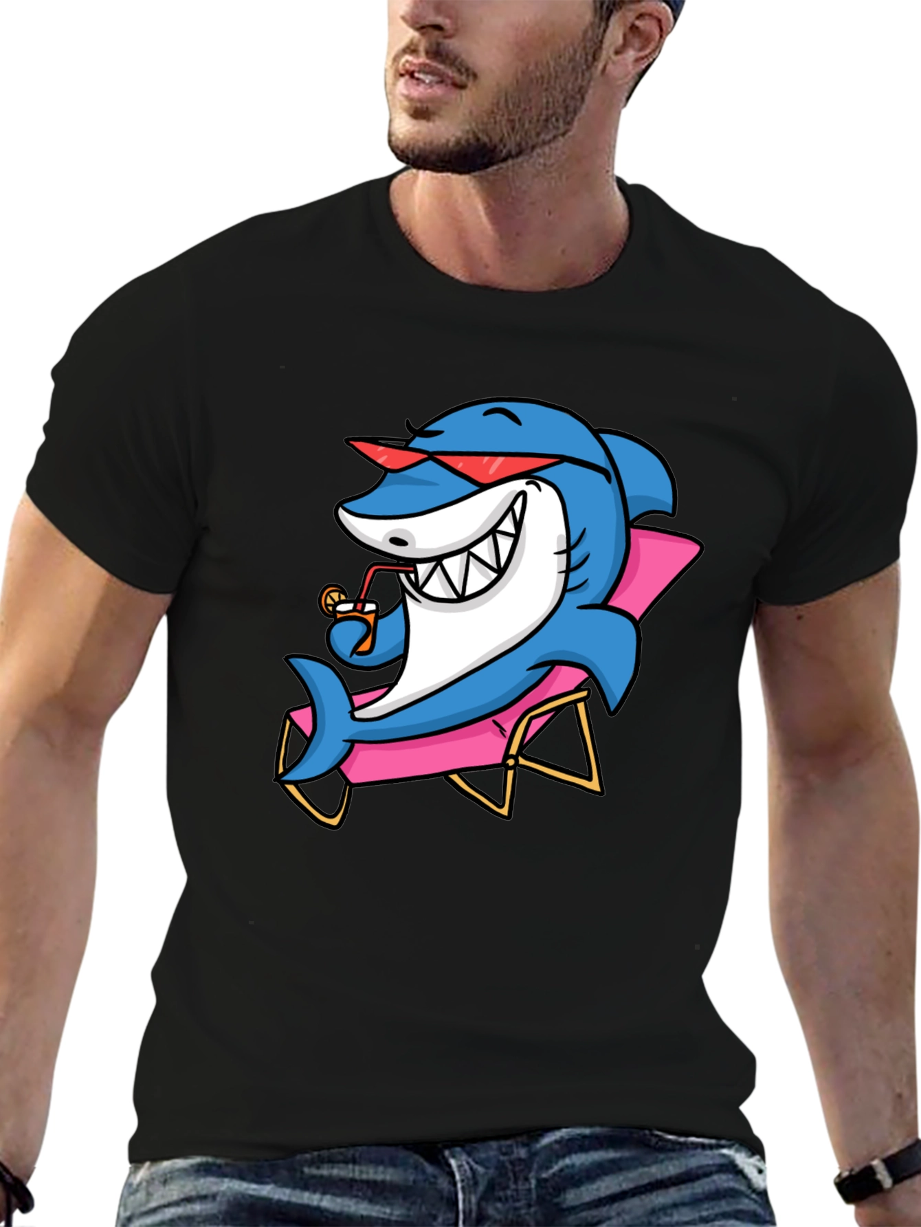 Black Cool Shark T-Shirt - Vacation Vibes view 6