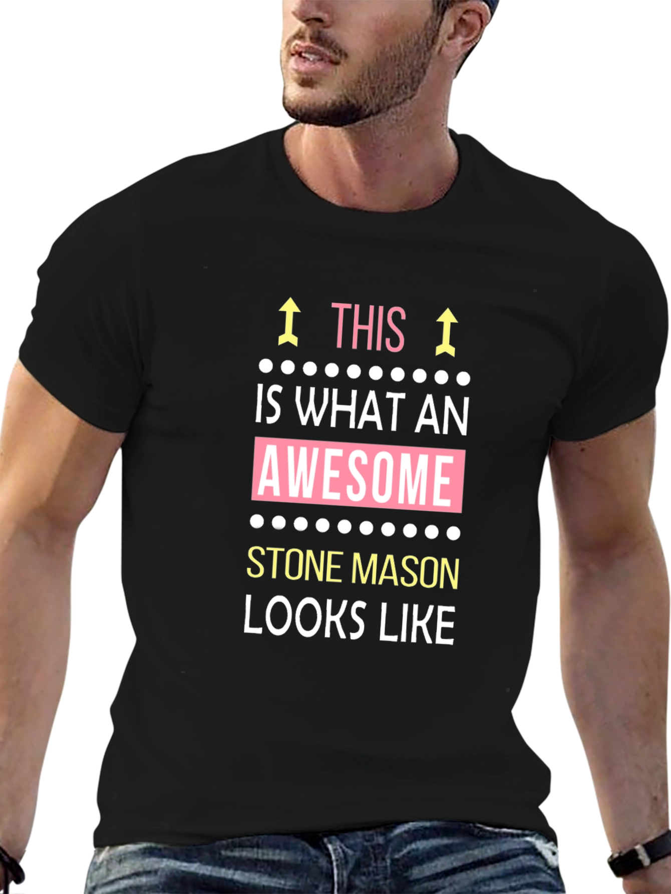Black Awesome Stone Mason Graphic T-Shirt - Black view 6