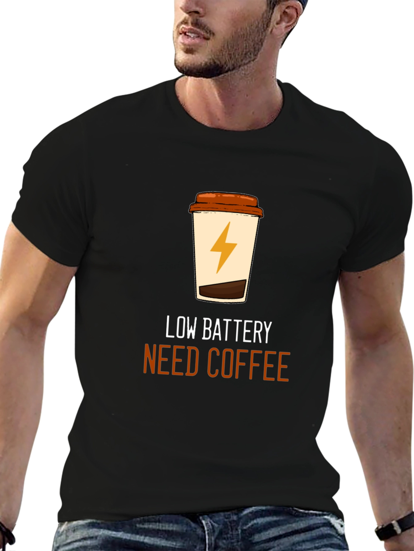 Black Low Battery Coffee T-Shirt - Black Graphic Tee view 6
