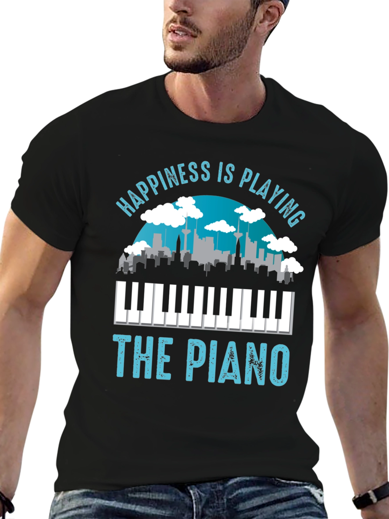 Black Happiness is Playing the Piano T-Shirt view 6