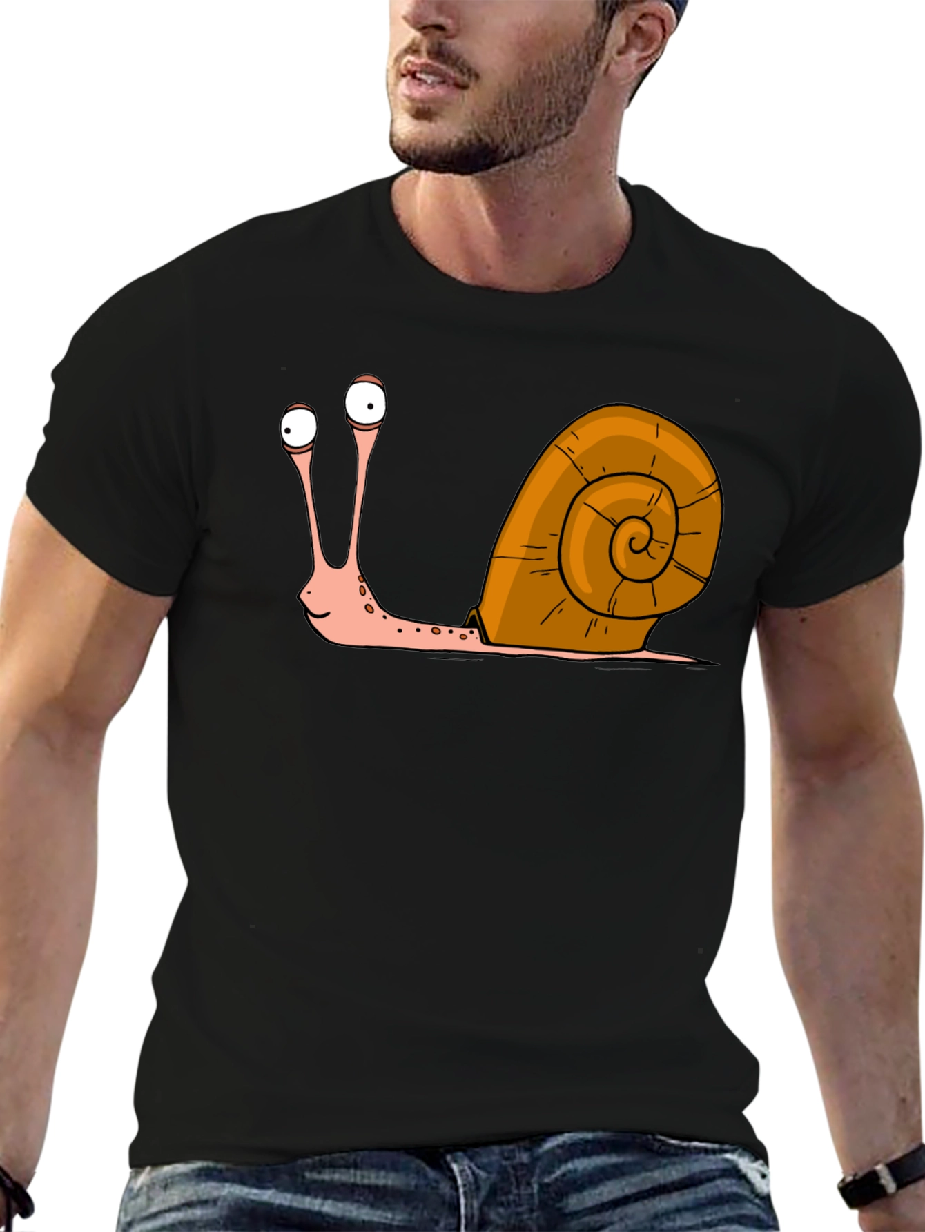 Black Funny Snail Graphic T-Shirt - Quirky Casual Tee view 6