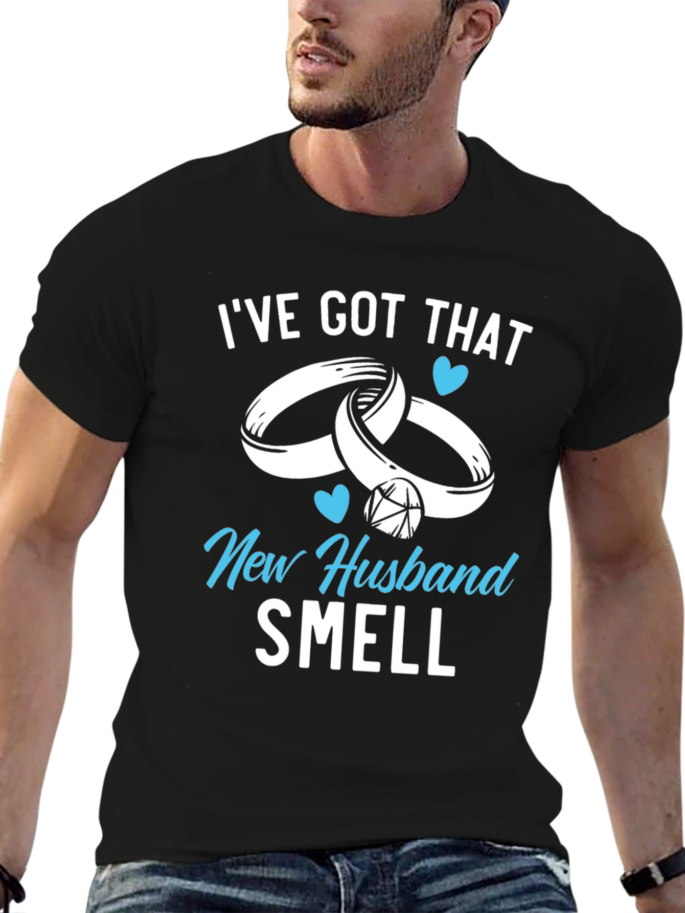 Black New Husband Smell Graphic Tee view 6