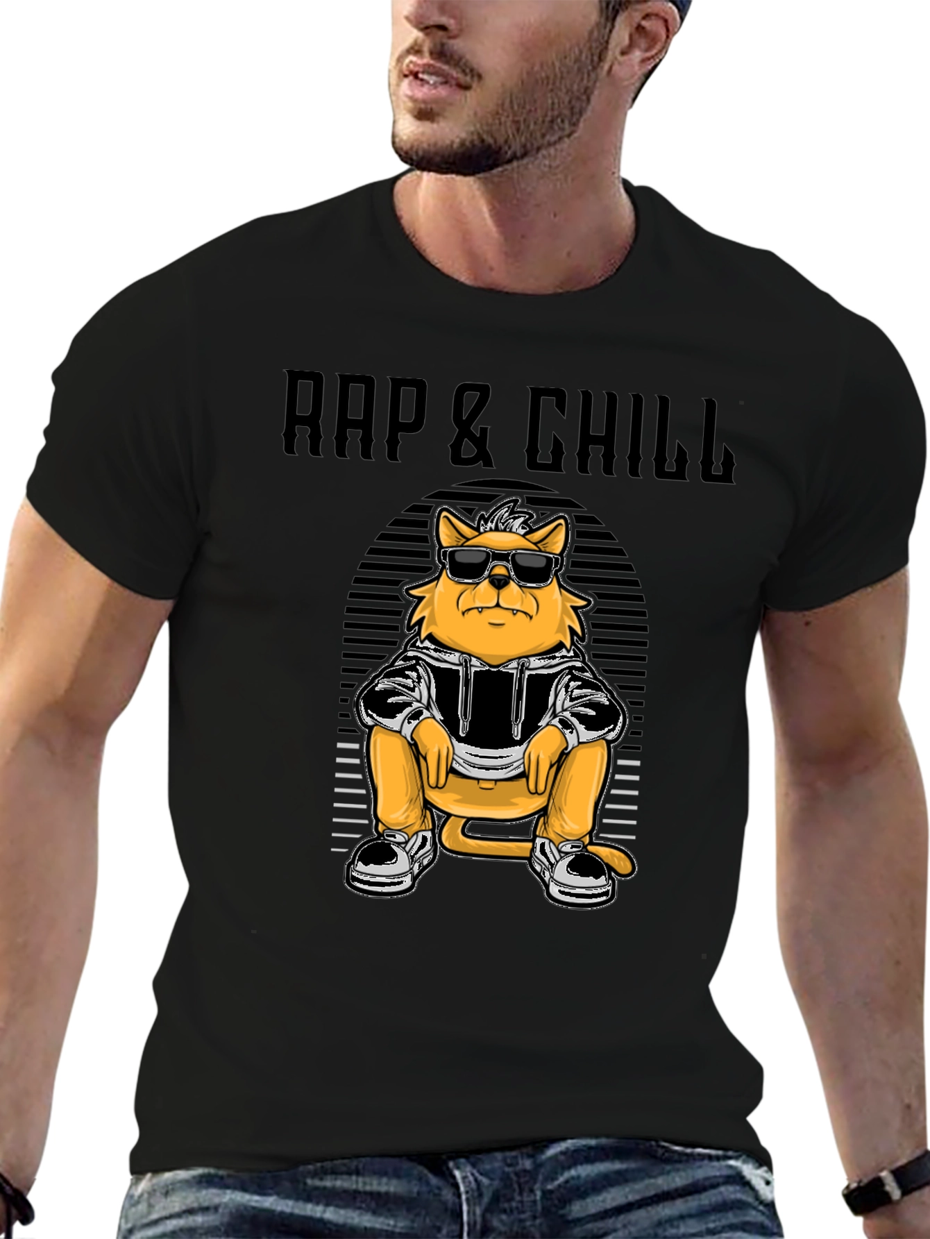 Rap & Chill Cat T-Shirt - Cool Graphic Tee - 6