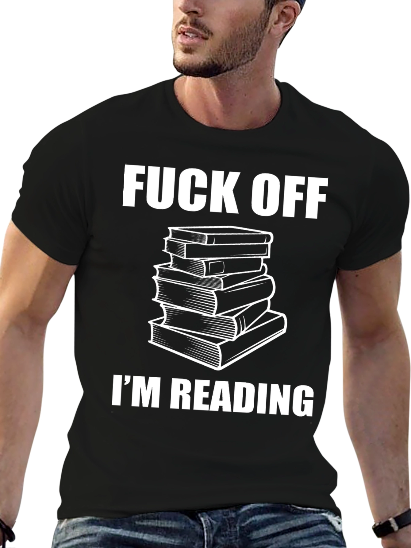 Black Funny Bookworm T-Shirt - "Fuck Off, I'm Reading" view 6