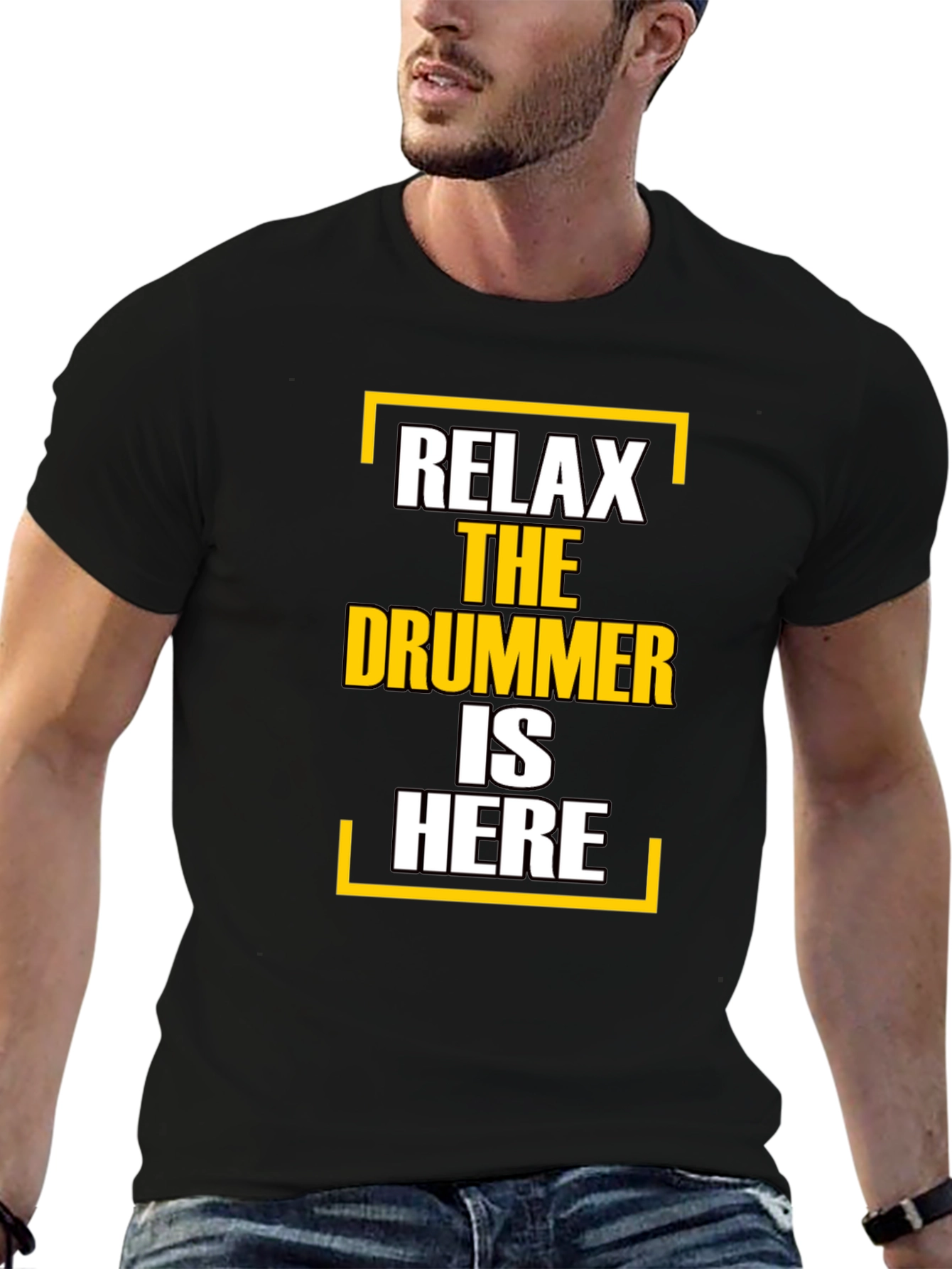 Black Relax The Drummer Is Here T-Shirt view 6