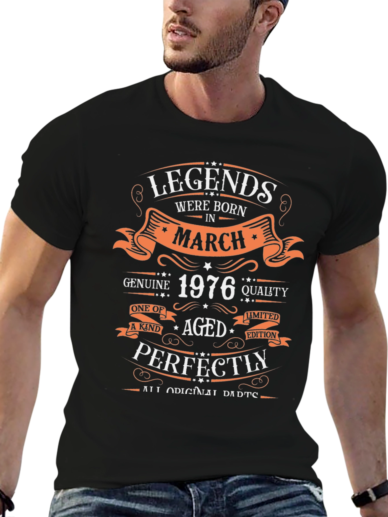 Black Legends Born in March 1976 T-Shirt view 6