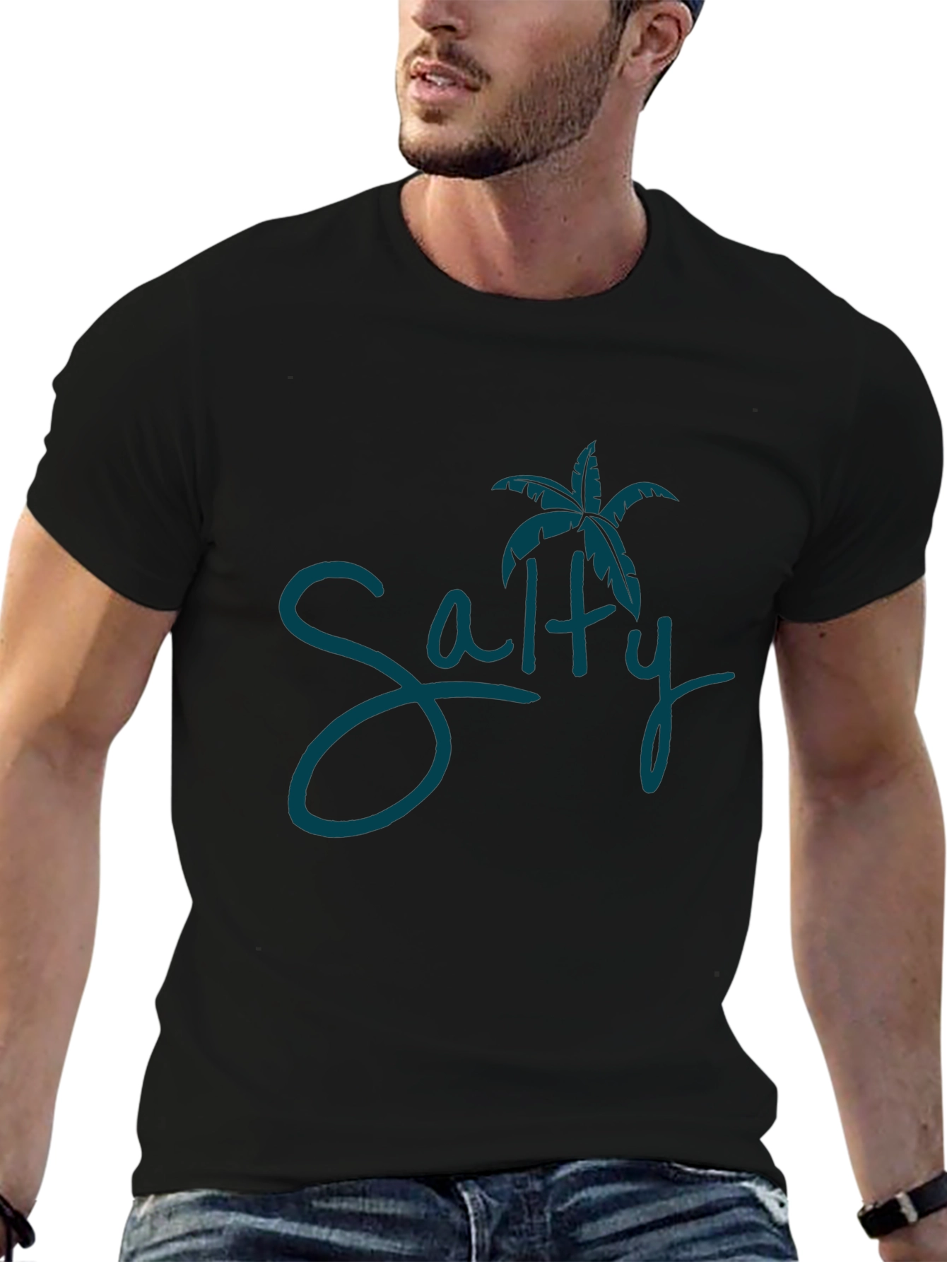 Black Salty Palm Tree Graphic Tee - Black view 6