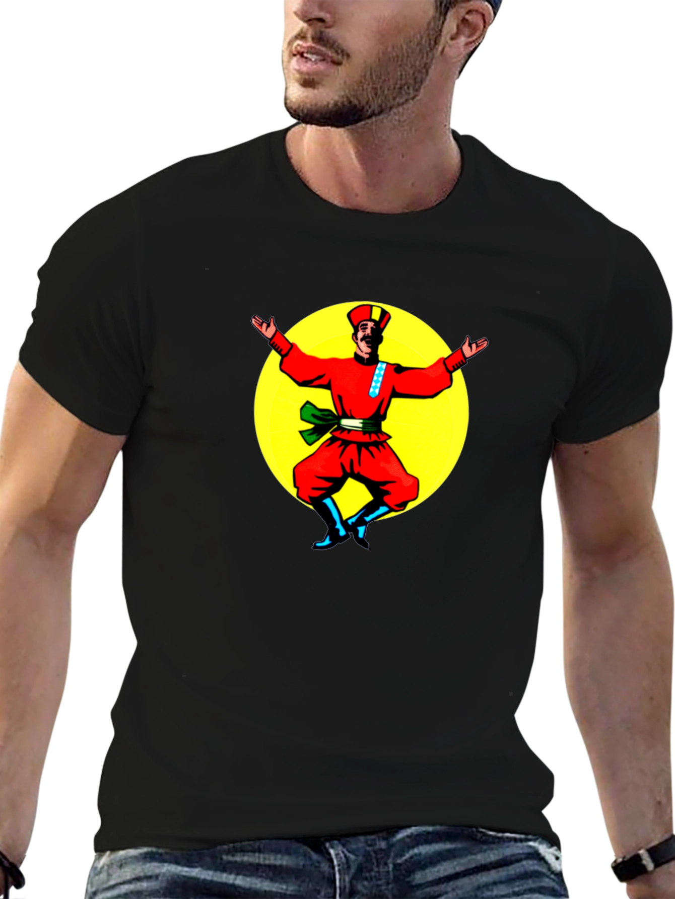 Black Dancing Cossack Black T-Shirt view 6