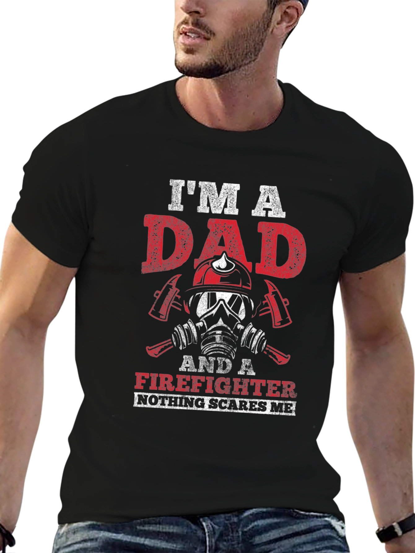 Black I'm A Dad Firefighter T-Shirt view 6