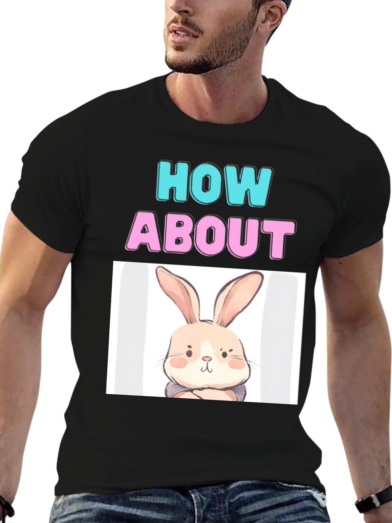Black How About Bunny T-Shirt - Cute & Comfy view 6