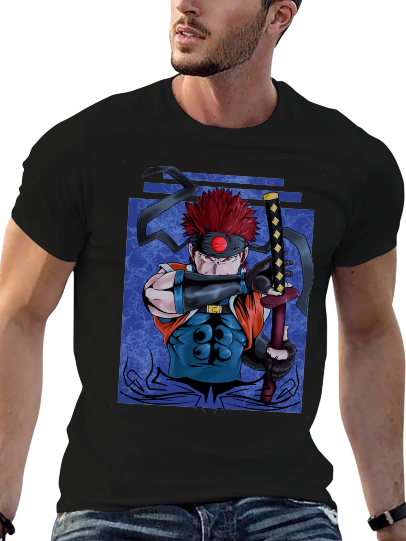 Black Samurai Warrior Graphic Black T-Shirt view 6