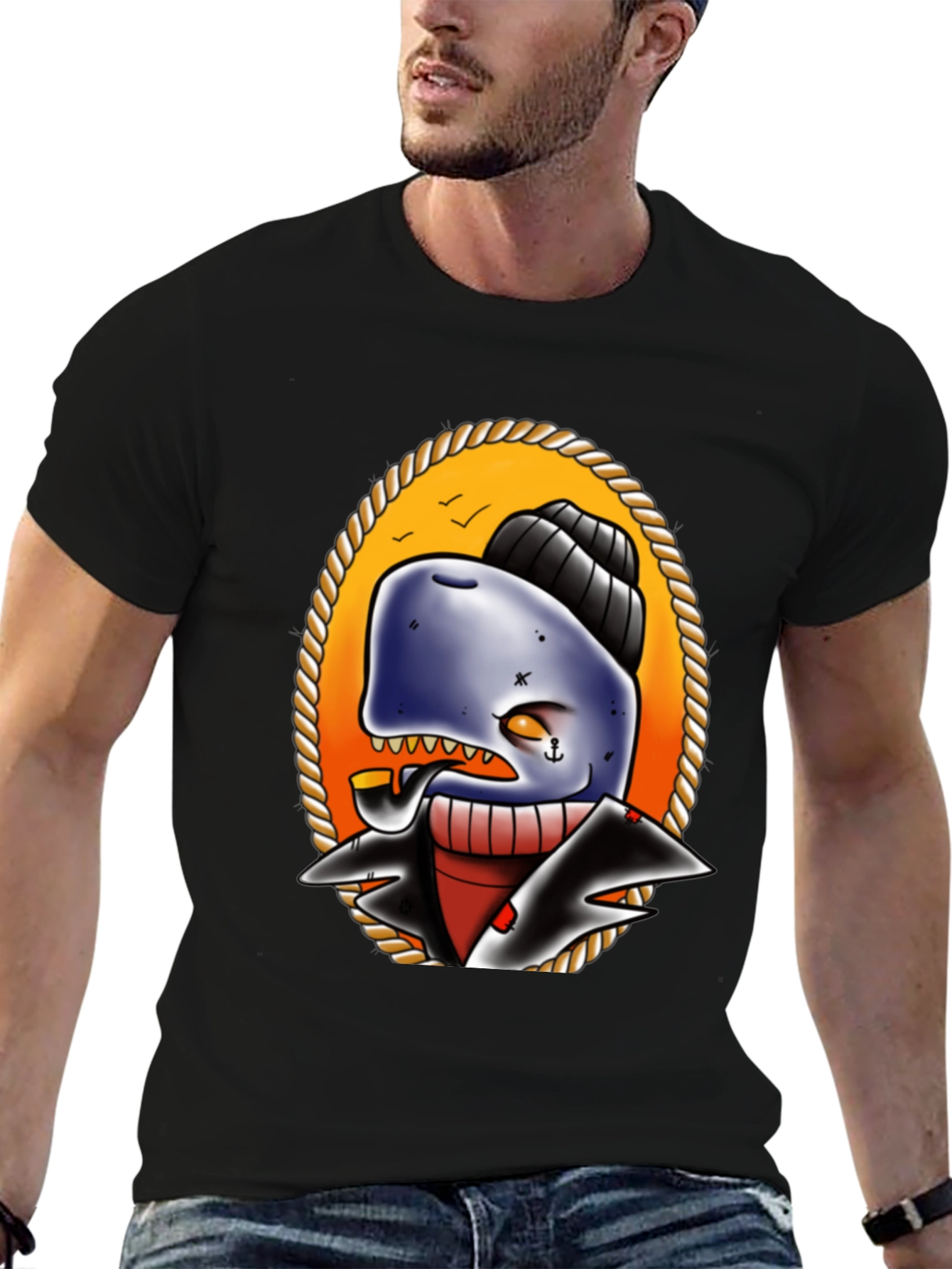 Black Whale Captain Graphic T-Shirt view 6