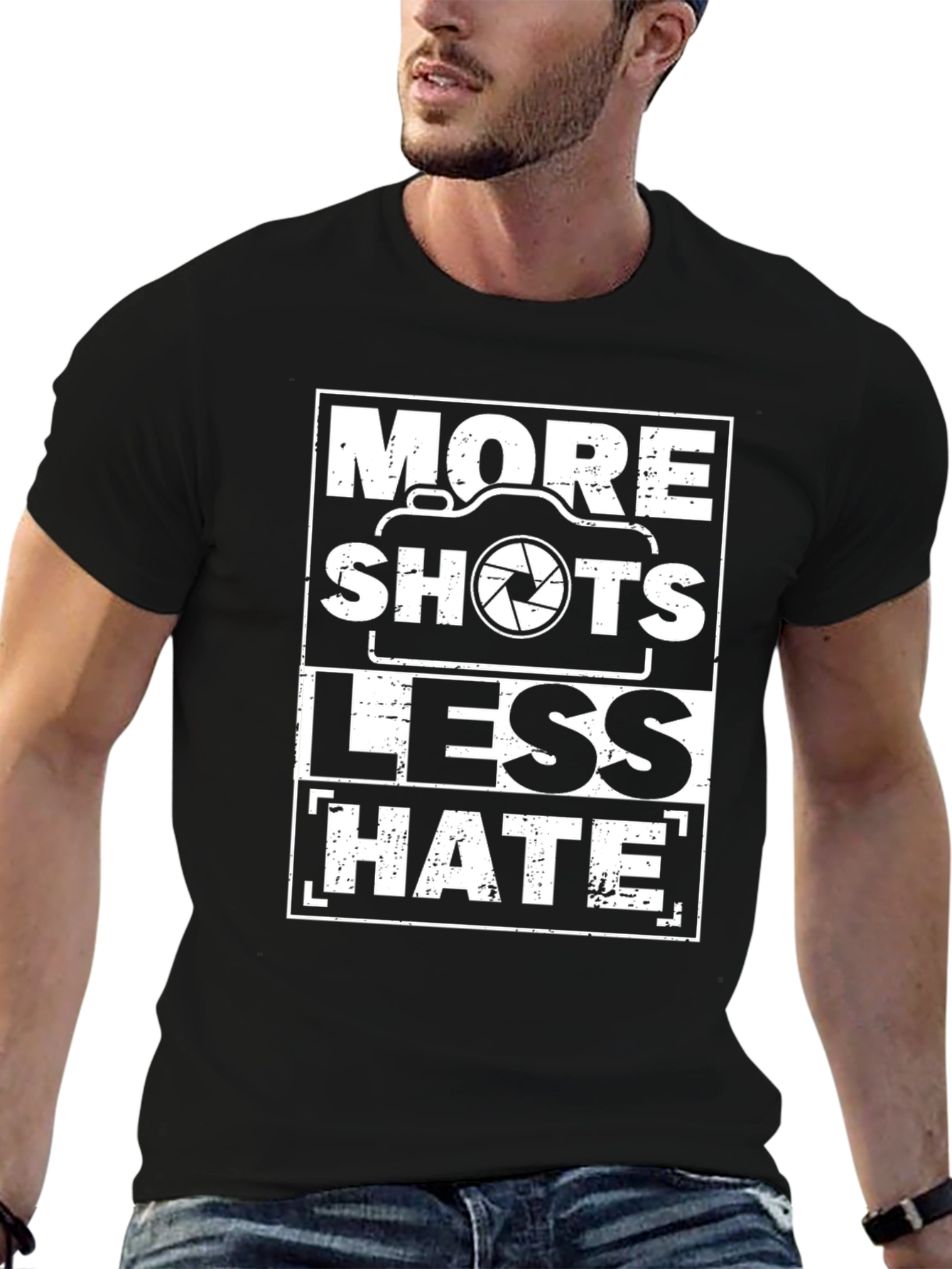 Black More Shots Less Hate - Graphic T-Shirt view 6