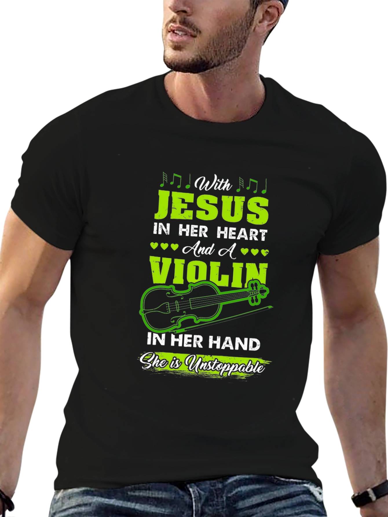Black Jesus and a Violin T-Shirt view 6
