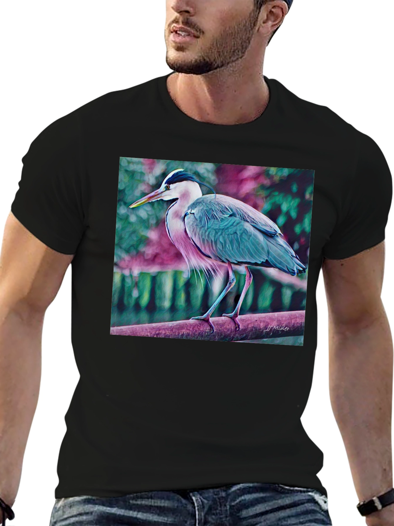 Black Heron Graphic T-Shirt - Nature Inspired Tee view 6