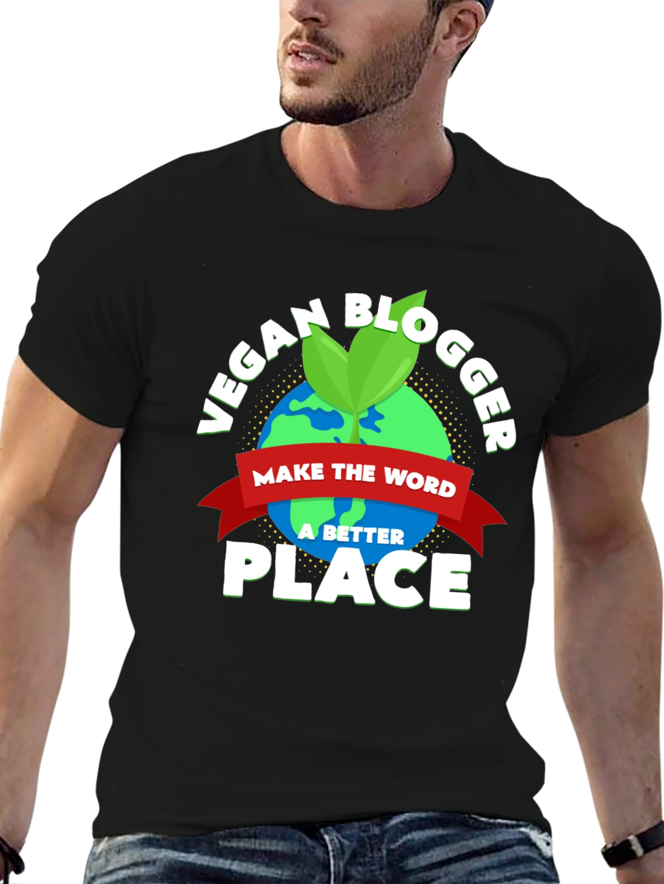 Black Vegan Blogger Earth Graphic T-Shirt view 6