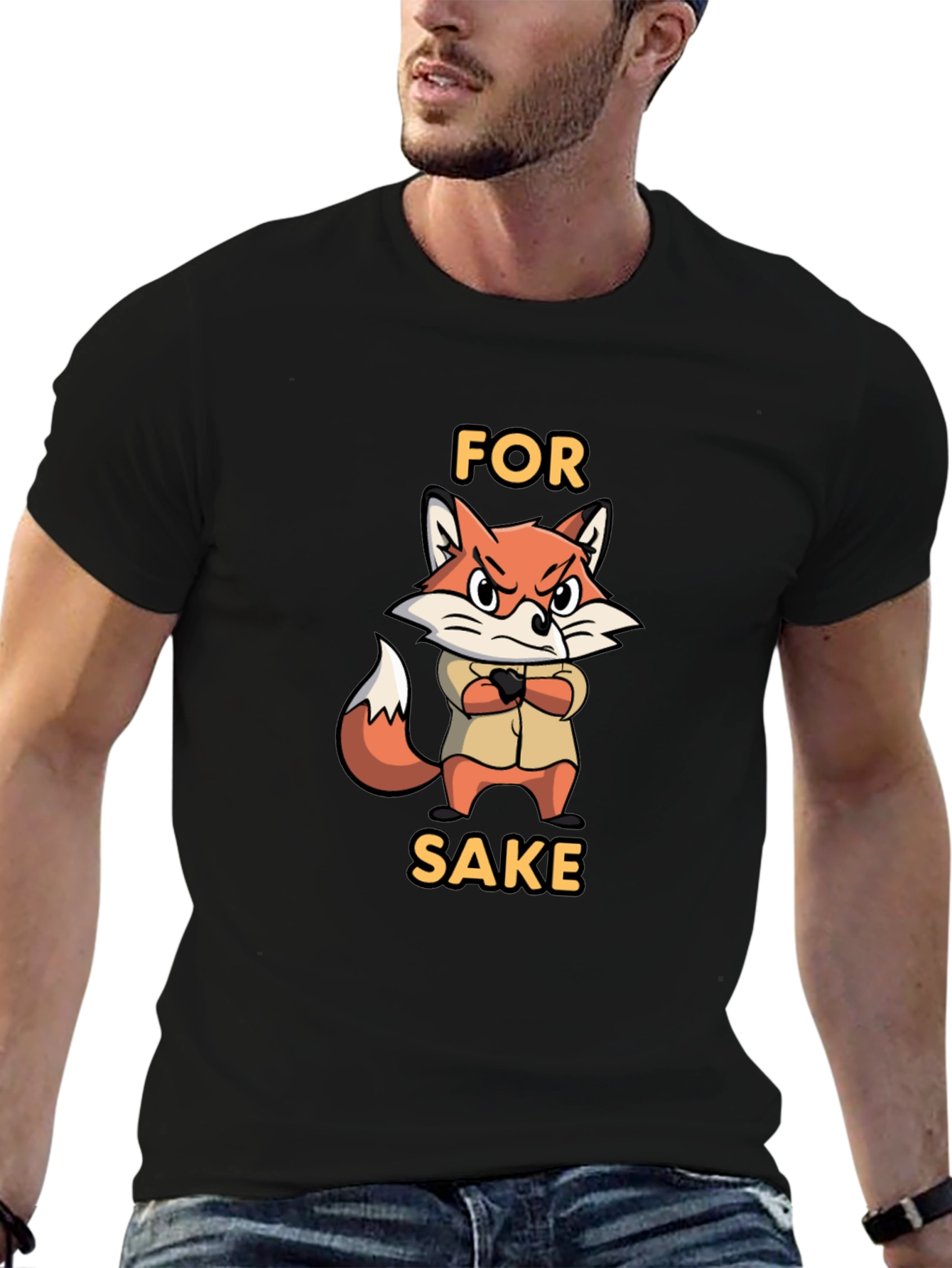 Black For Fox Sake Funny Graphic T-Shirt view 6
