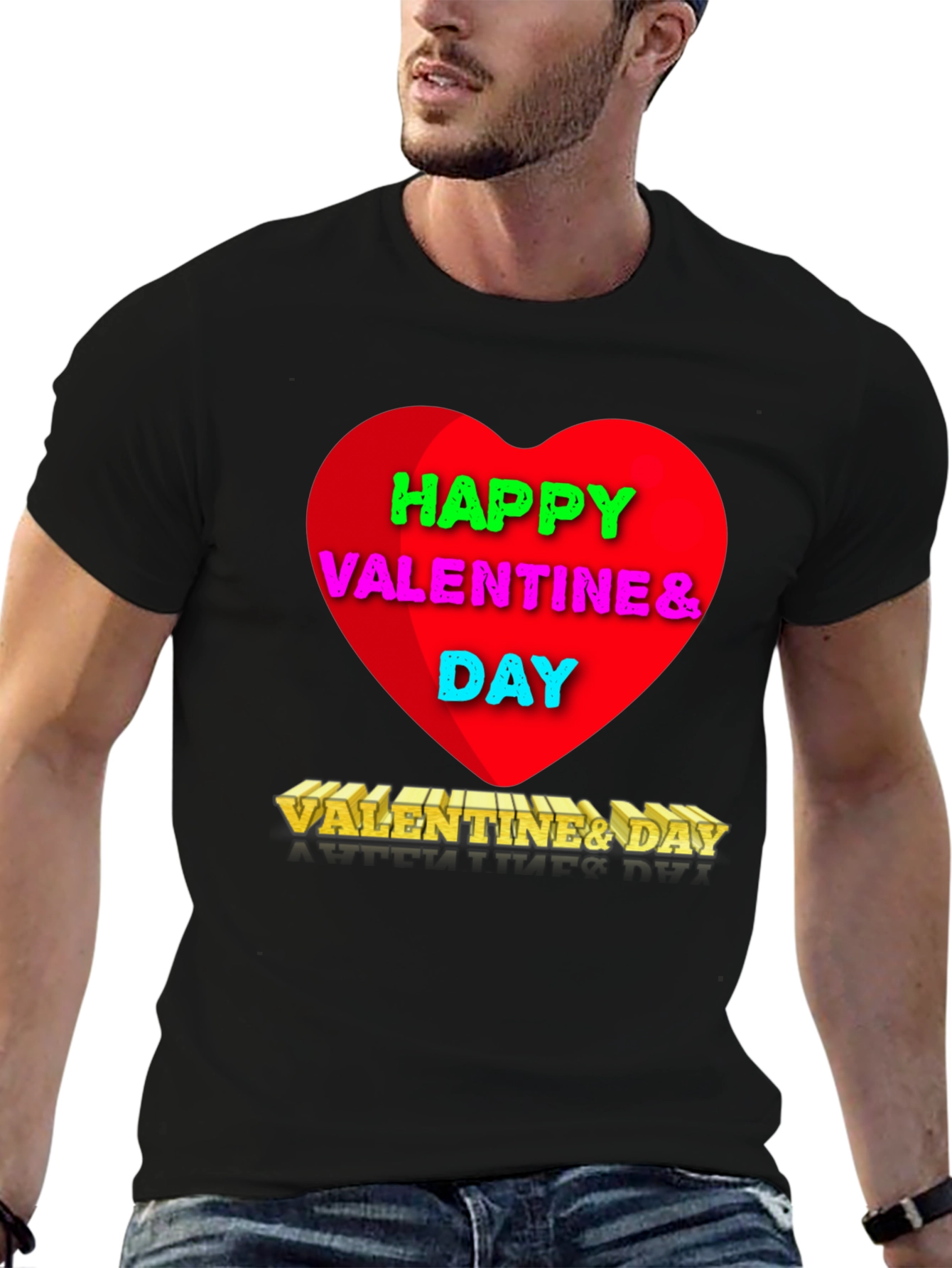 Black Happy Valentine's Day Graphic T-Shirt view 6