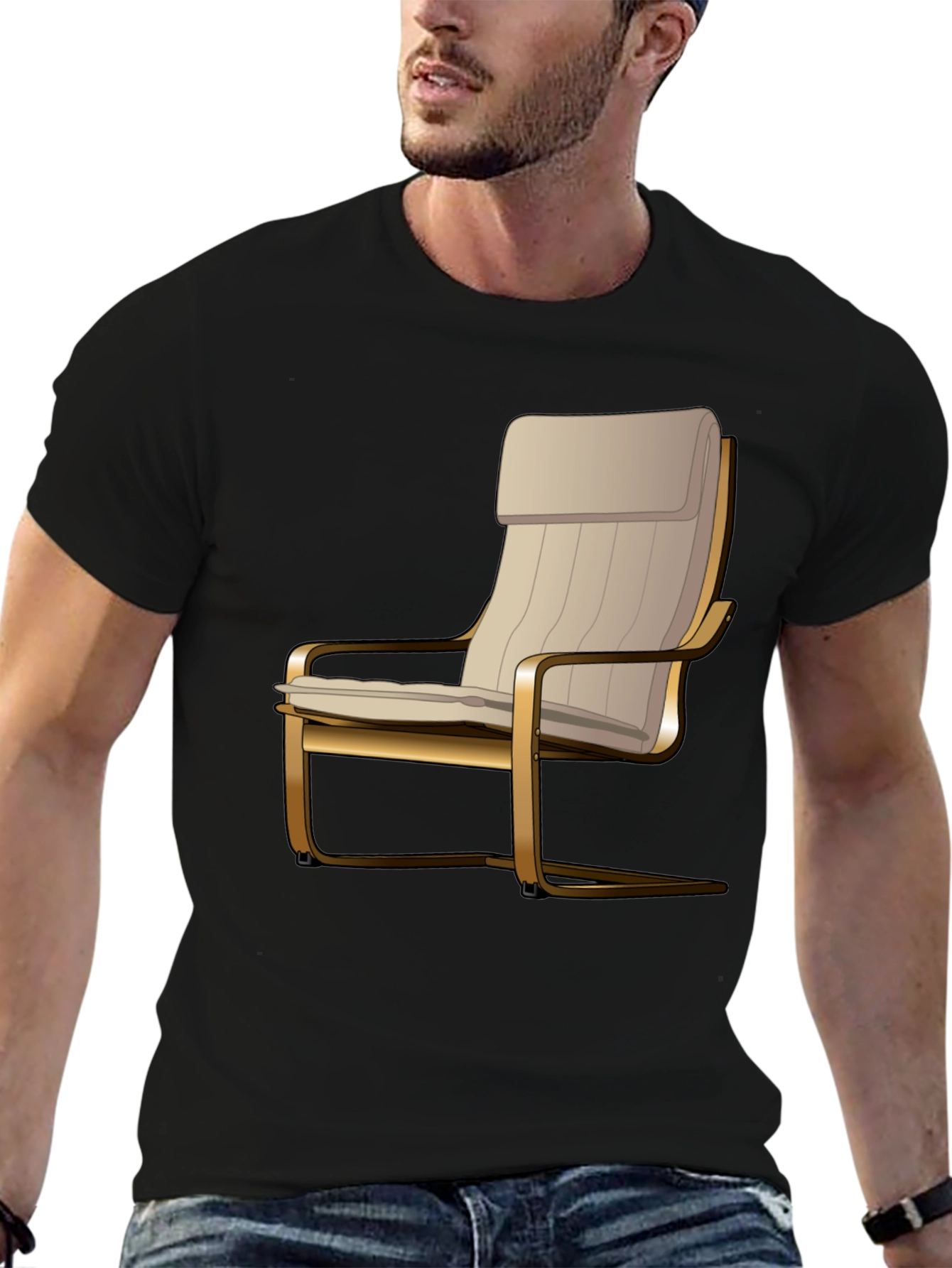 Black Modern Chair Graphic Tee - Stylish Comfort view 6