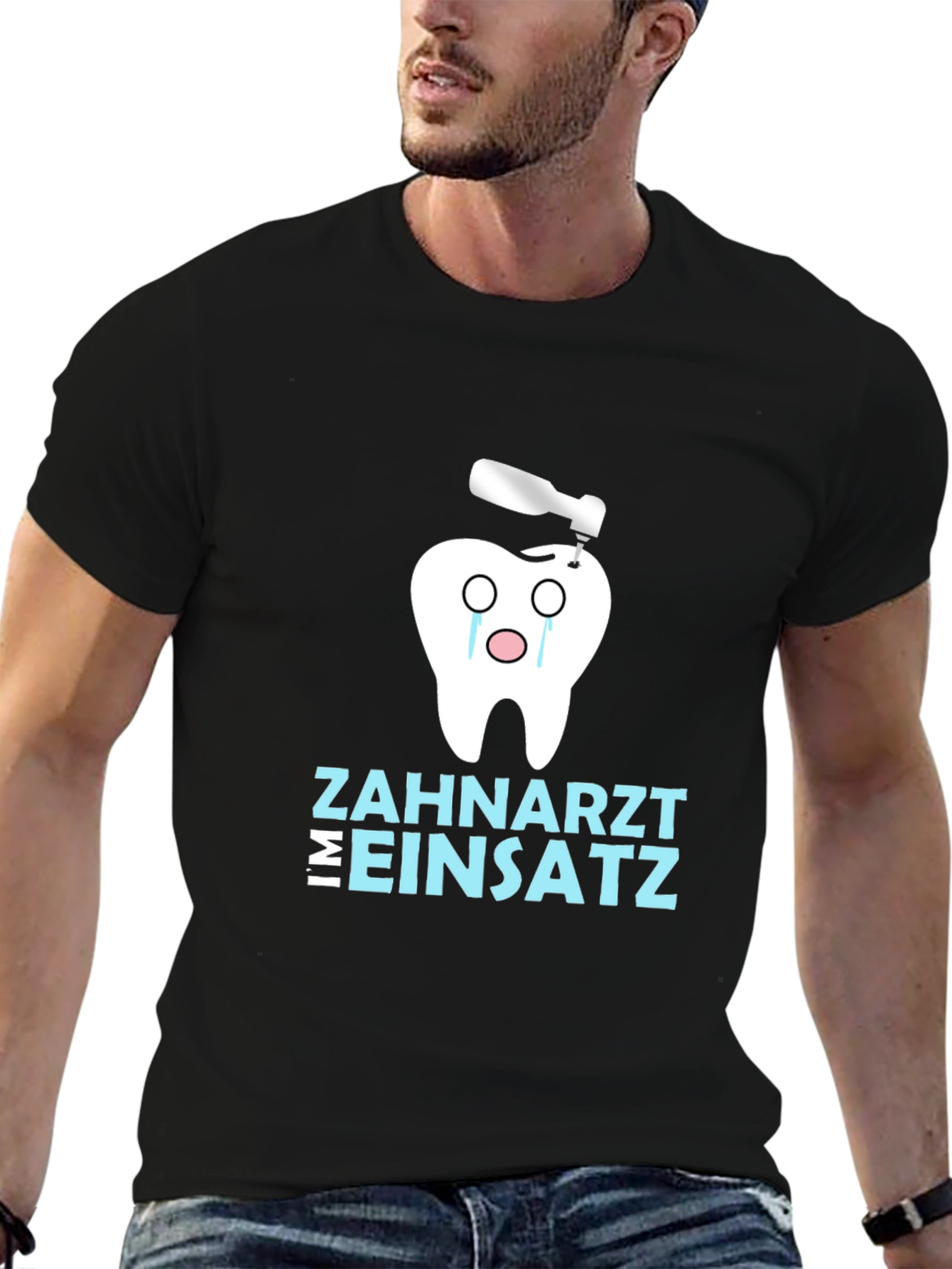 Black Zahnarzt Im Einsatz Graphic Tee - Black view 6