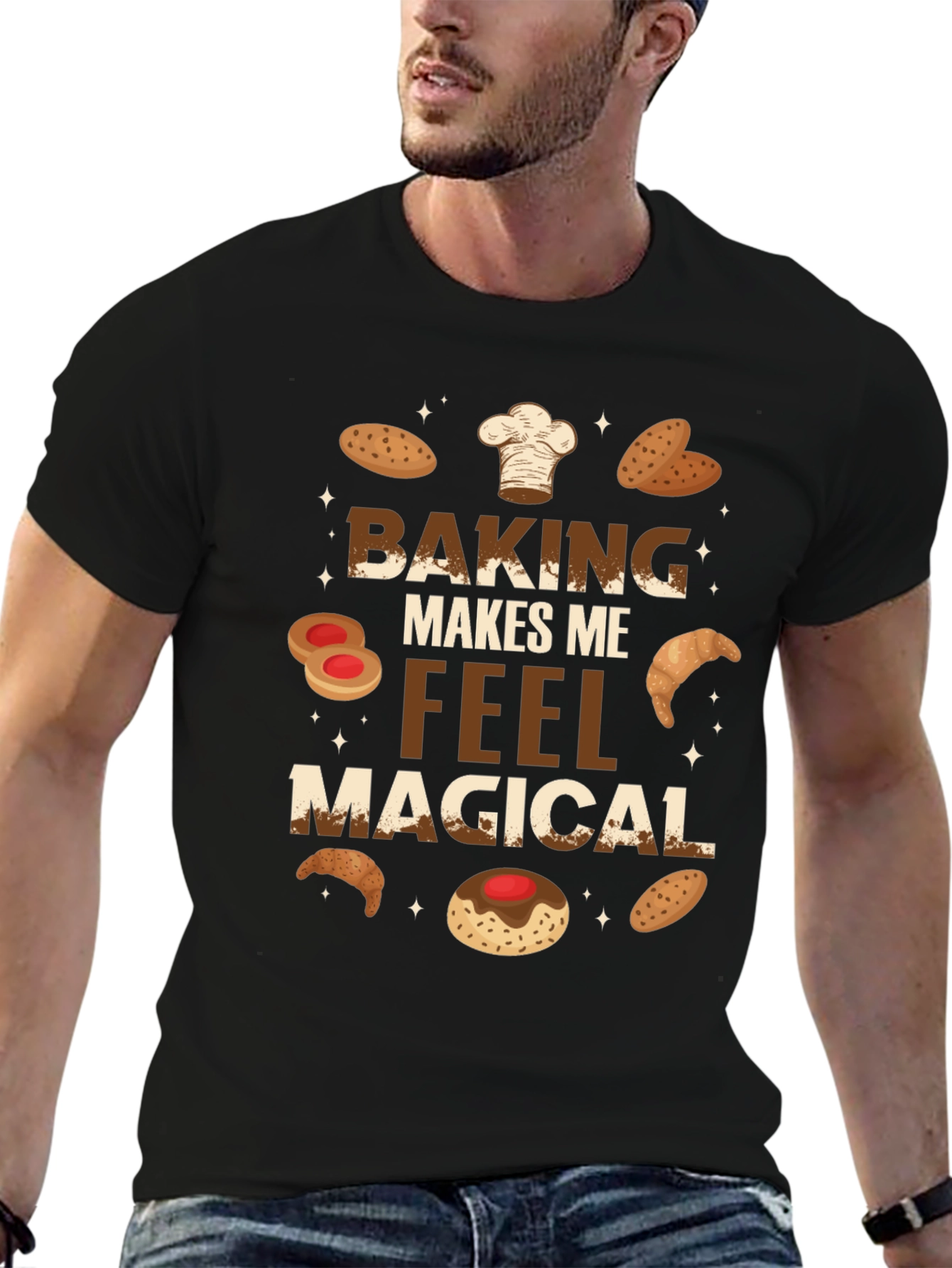 Black Baking Makes Me Feel Magical T-Shirt view 6