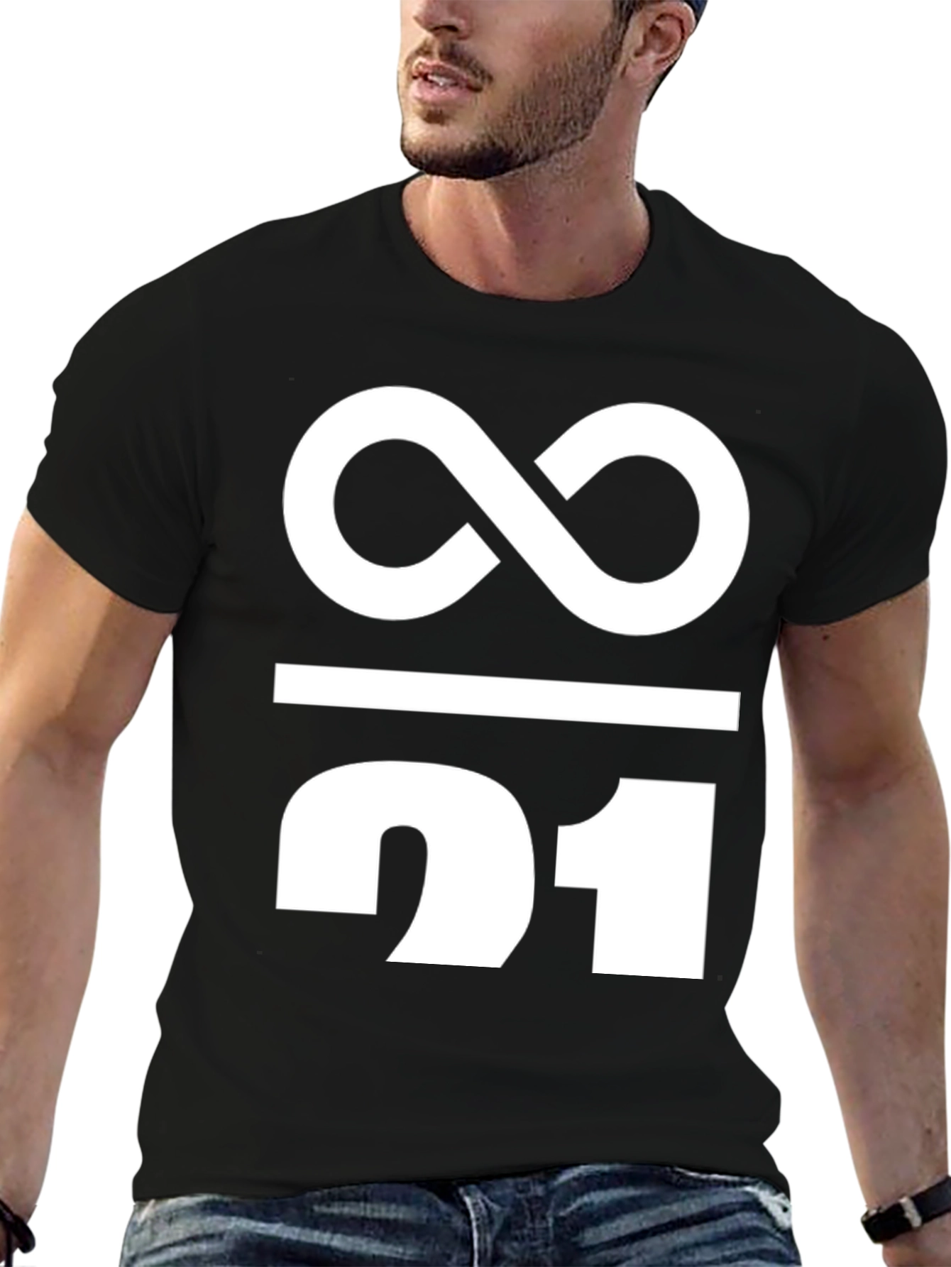 Black Infinity / 21 Graphic Tee - Black Cotton Blend view 6
