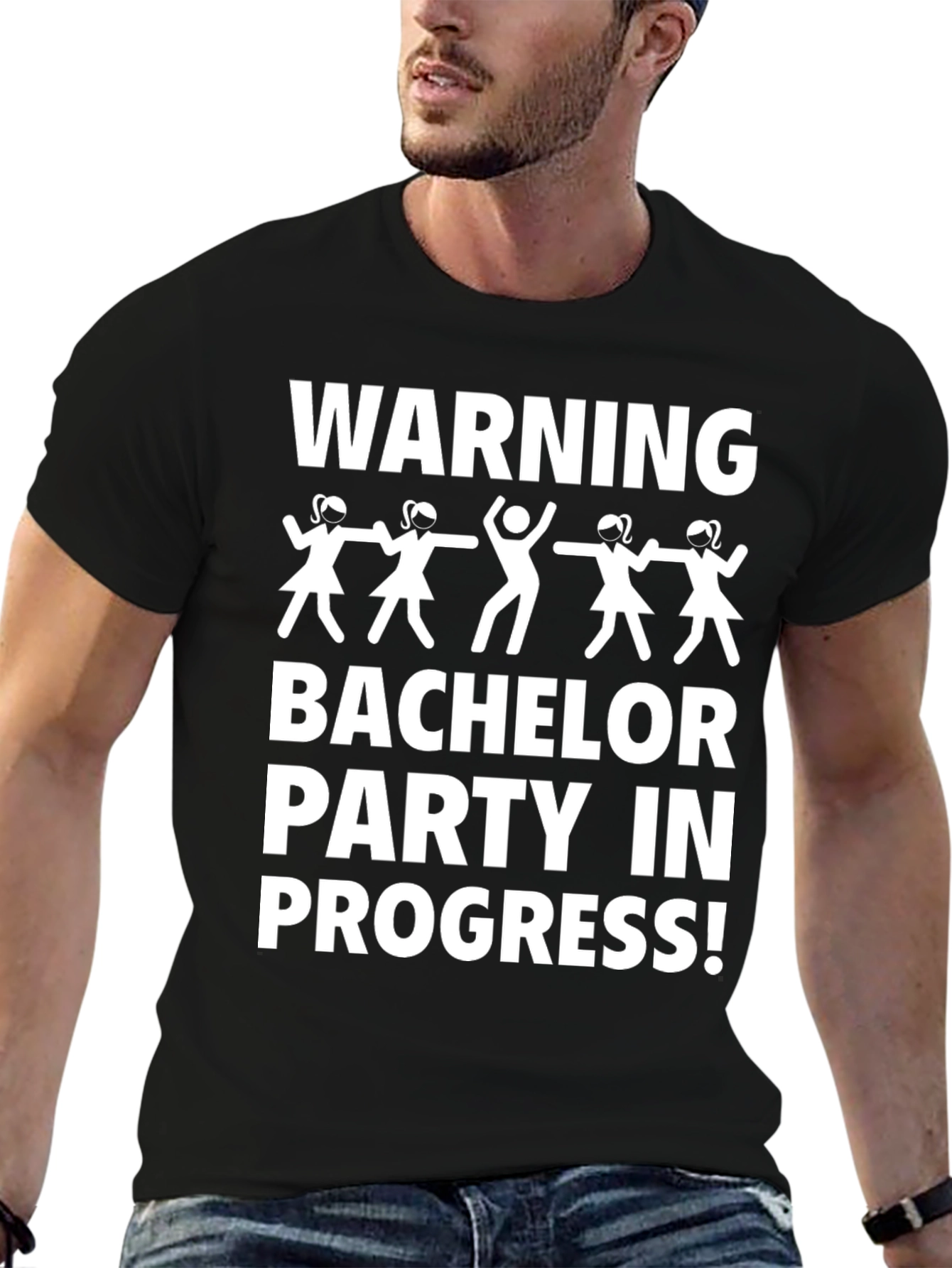 Black Bachelor Party Warning T-Shirt view 6