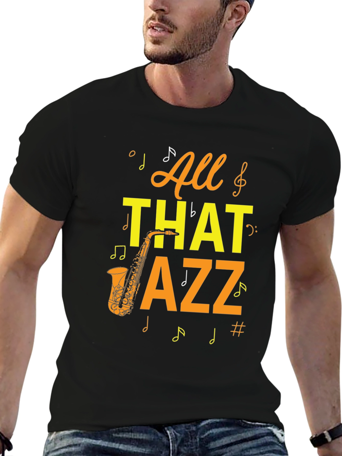 Black All That Jazz Graphic Tee - Music Lover T-Shirt view 6