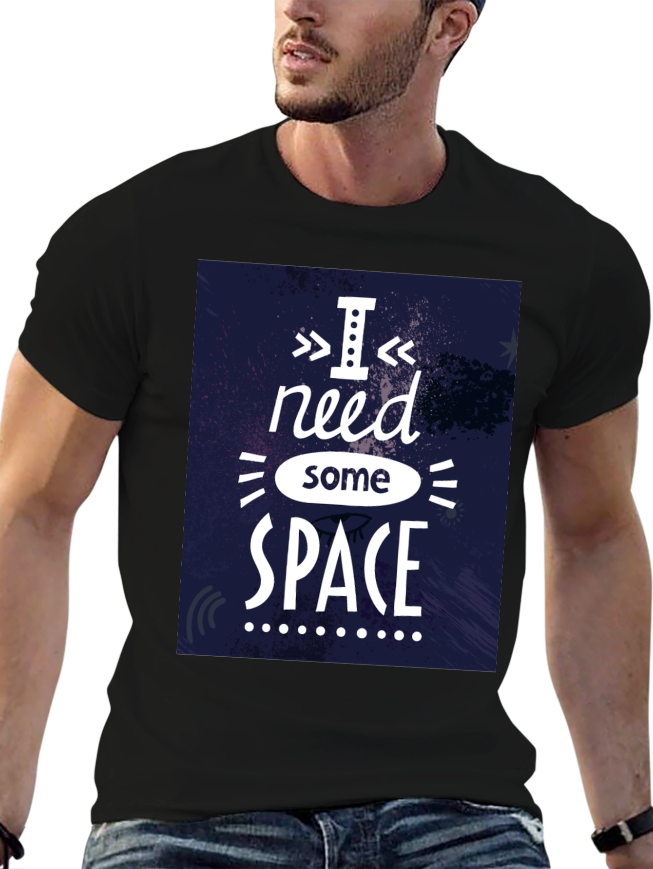 Black I Need Some Space Graphic T-Shirt - Black view 6
