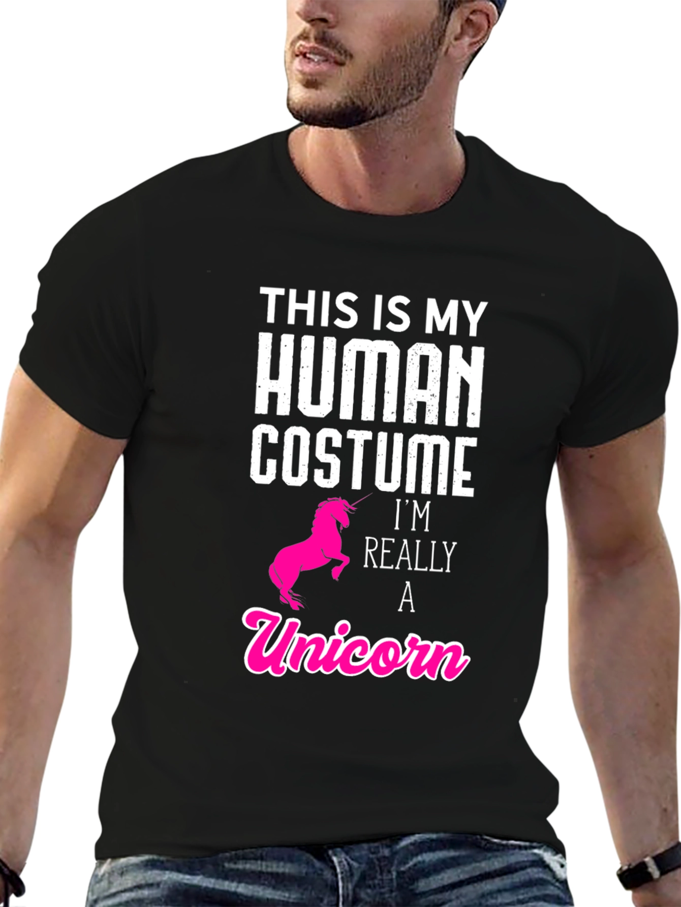 Black Human Costume Unicorn T-Shirt - Funny & Cute! view 6