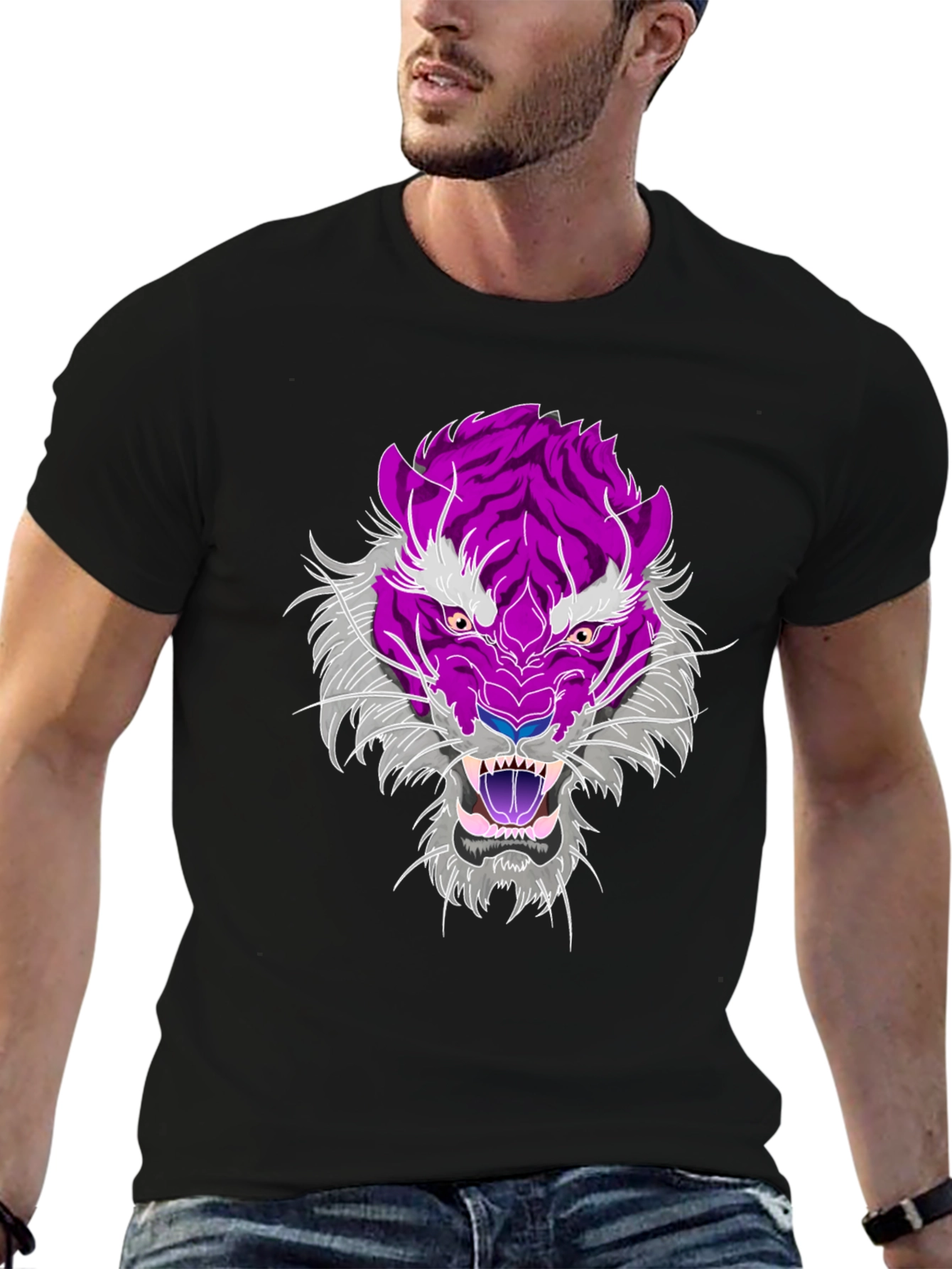 Black Tiger Graphic Tee - Black Cotton Blend view 6
