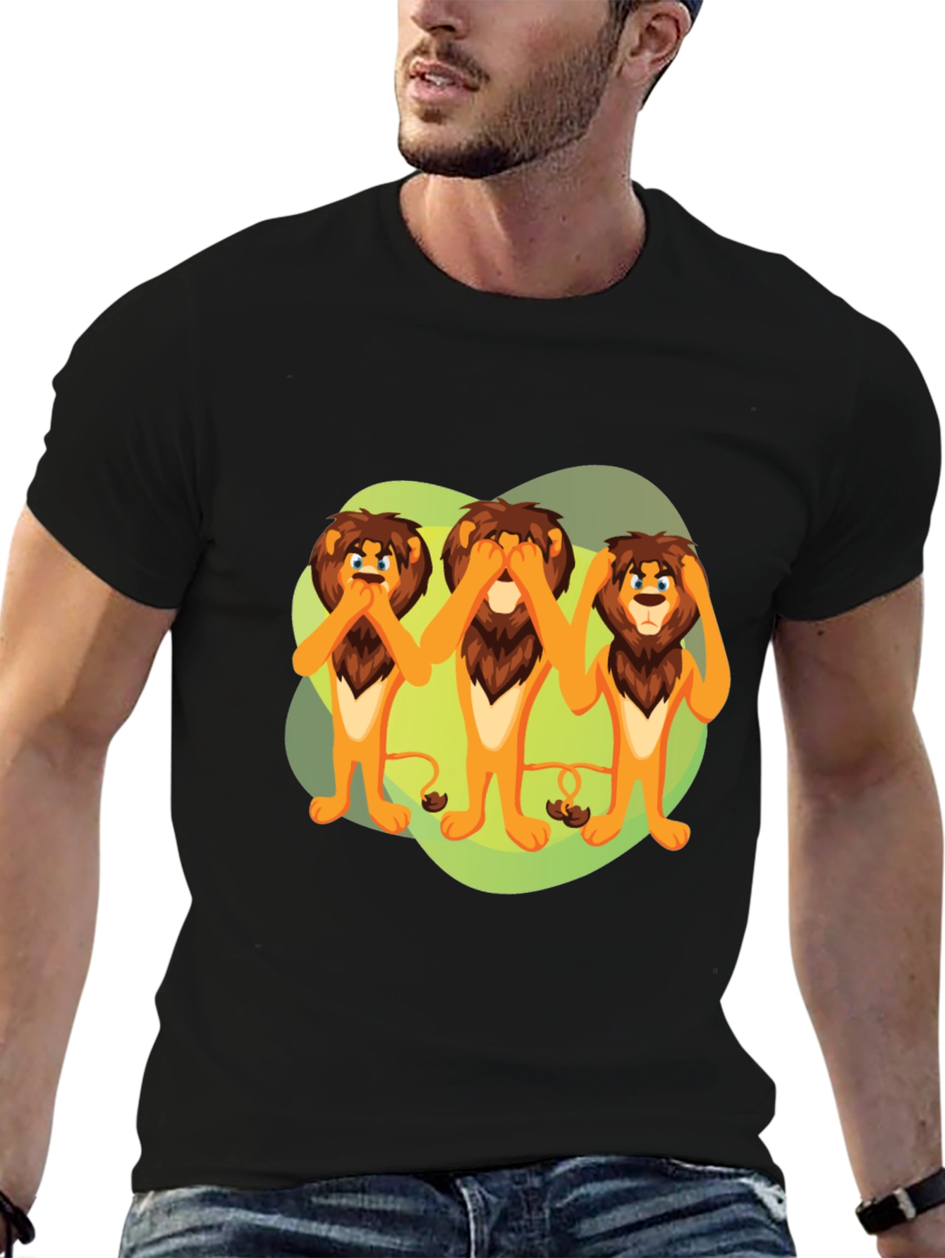 Black Hear, See, Speak No Evil Lions Graphic Tee view 6