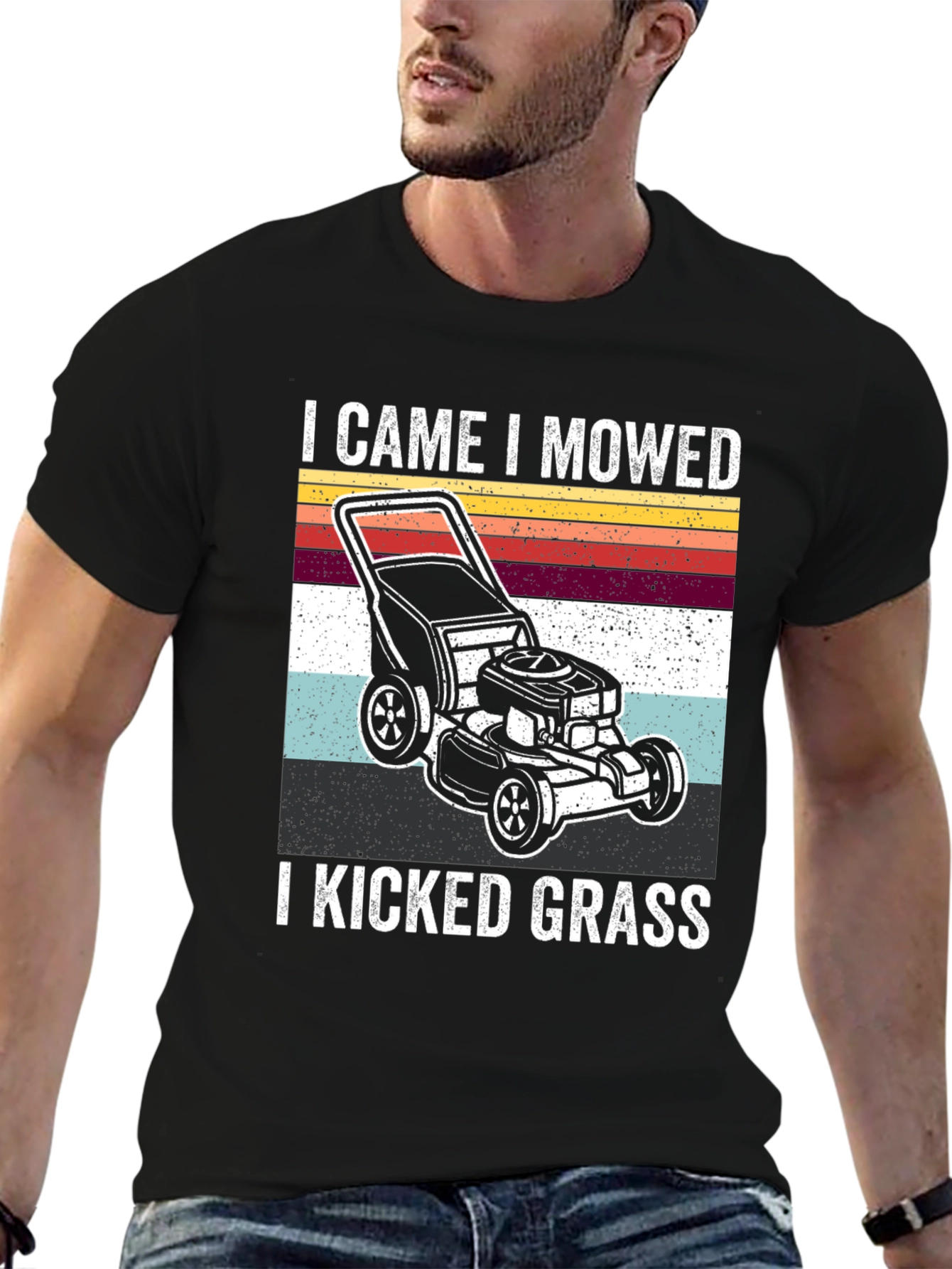 Black I Came I Mowed I Kicked Grass T-Shirt view 6