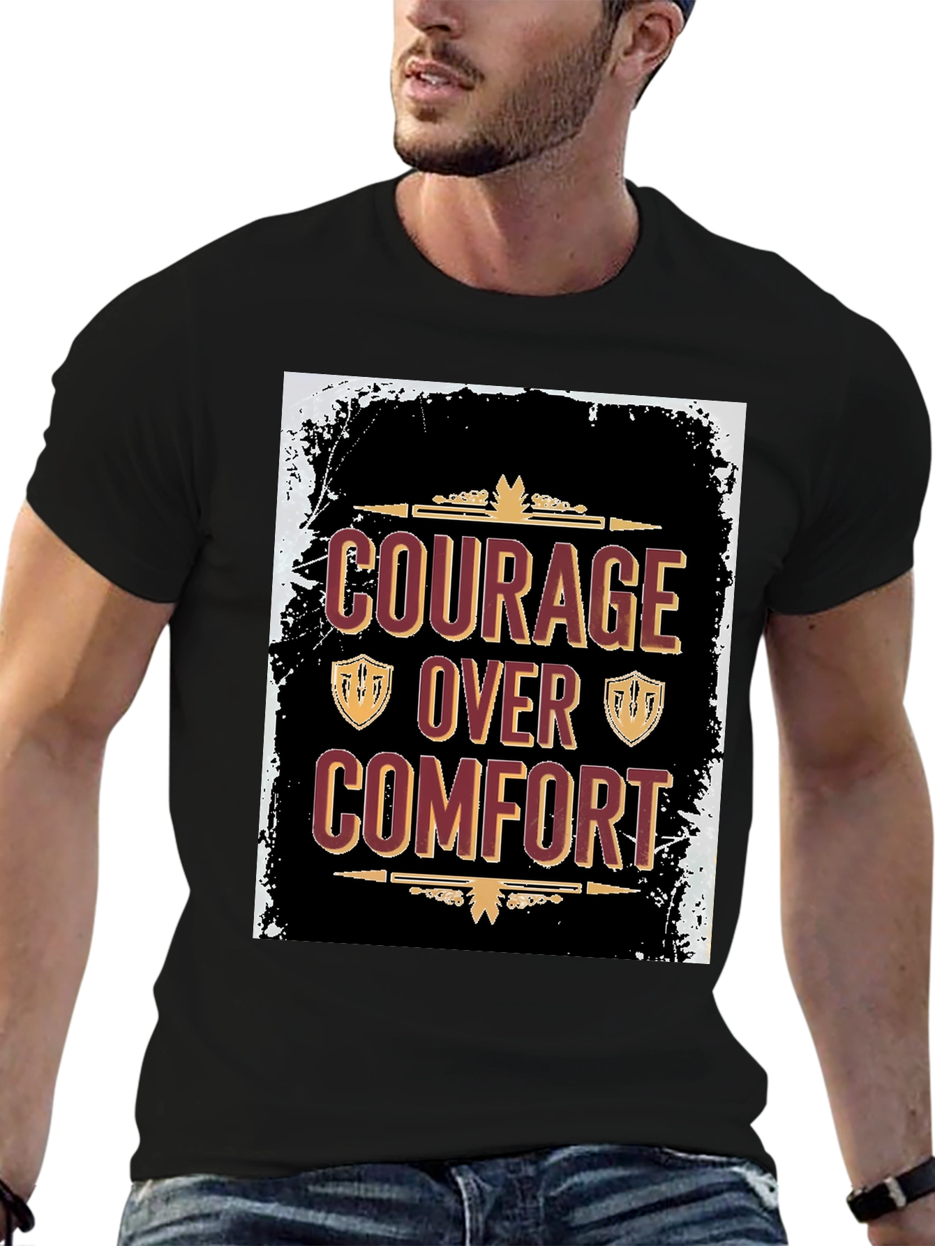 Black Courage Over Comfort Graphic Tee view 6